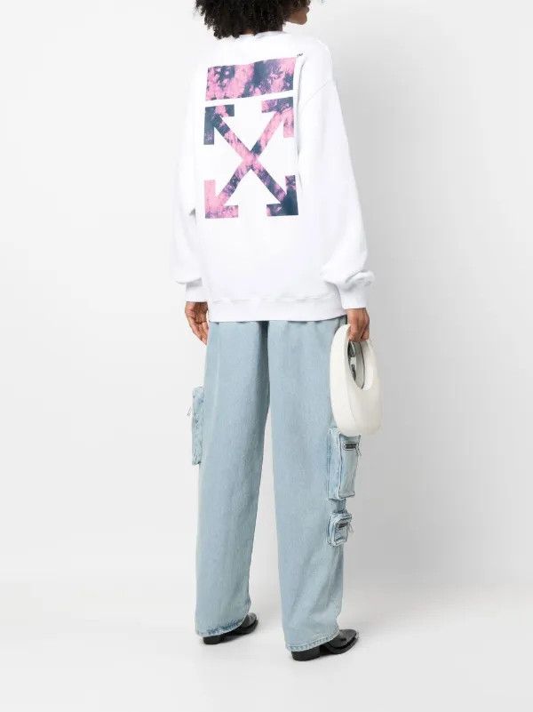 Off-White o1gr1nt0125 Flower Arrow Crewneck Sweatshirt in White Size S / US 4 / IT 40 - 3 Thumbnail