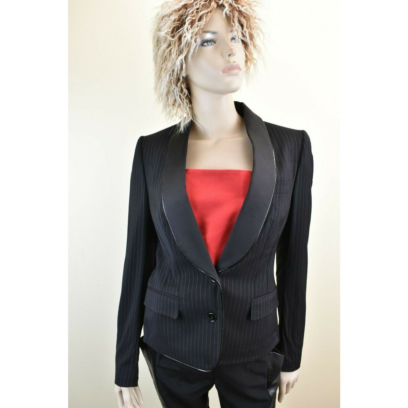 Dolce & Gabbana DOLCE GABBANA BLACK STRIPE WOOL 2 BUTTON TUXEDO BLAZER 44 10 Size L / US 10 / IT 46 - 1 Thumbnail