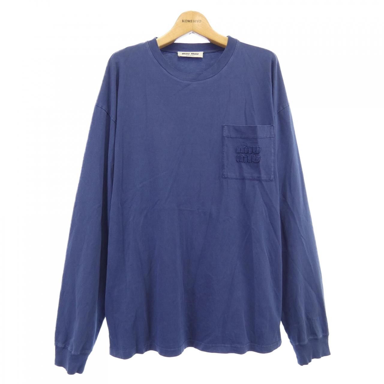 Miu Miu Miu Miu Garment Dye Jersey T-shirt Cotton T-Shirts MJL064 SOOO 159E DUTY FREE for USA