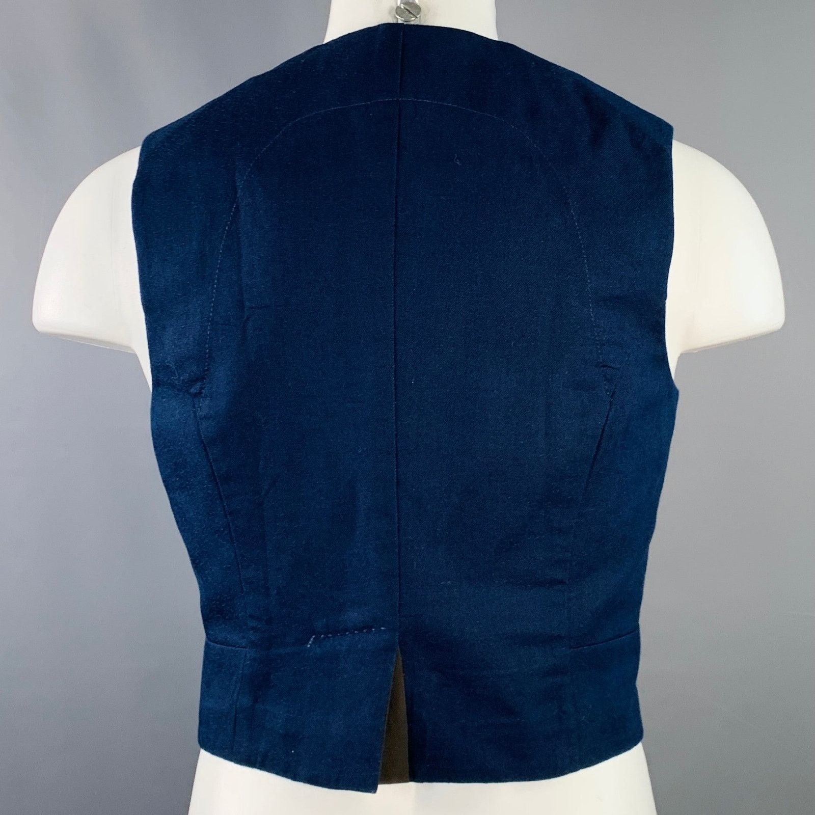 Haider Ackermann Size 38 Navy Black Cotton Linen Cropped Vest Size 38R - 4 Thumbnail