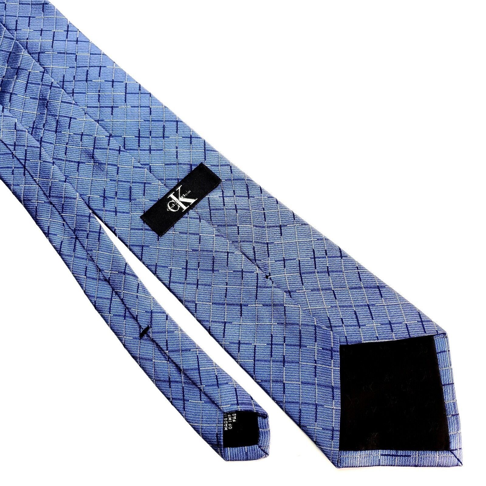 Calvin Klein Calvin Klein Silk Tie Blue Woven Plaid Size ONE SIZE - 5 Thumbnail