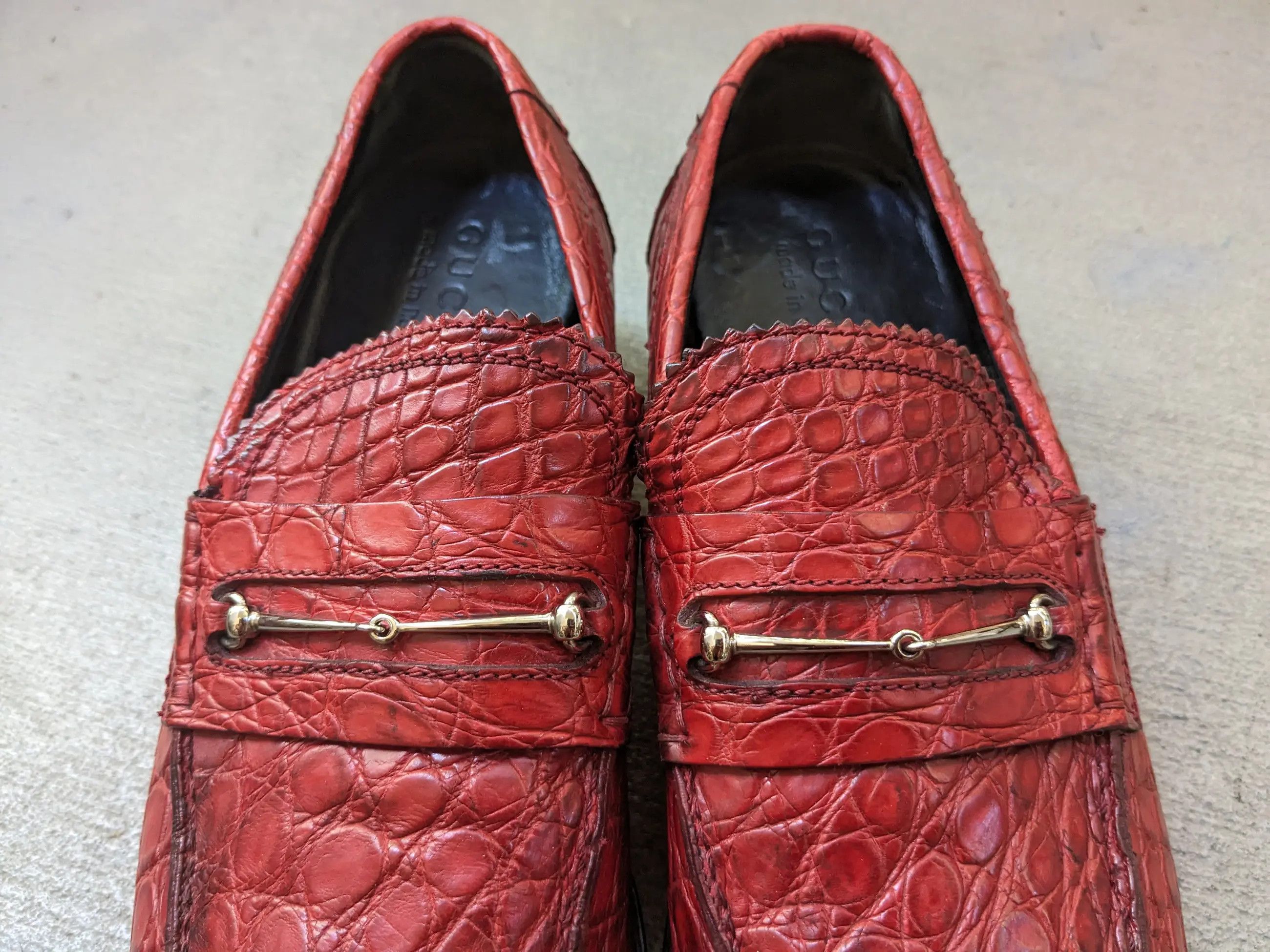 Gucci Gucci Horsebit Loafers Red Crocodile 7.5 Snaffle Bit Exotic Size US 7.5 / EU 40-41 - 2 Thumbnail