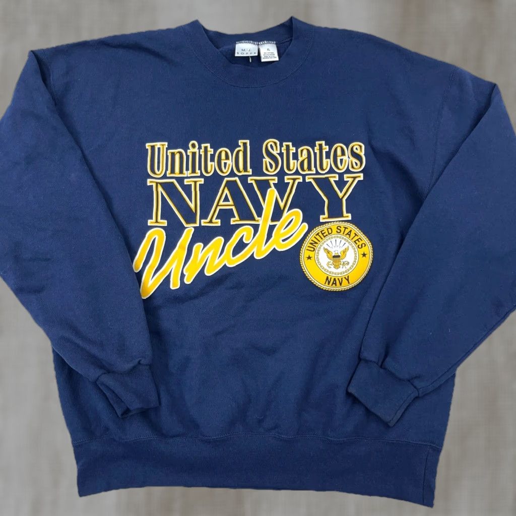 Soffe VINTAGE Soffe Navy Sweatshirt Men XL Blue Crew Neck Sweatshirt USA Military 90s Graphic Print Regular Mens Size US XL / EU 56 / 4 - 1 Thumbnail