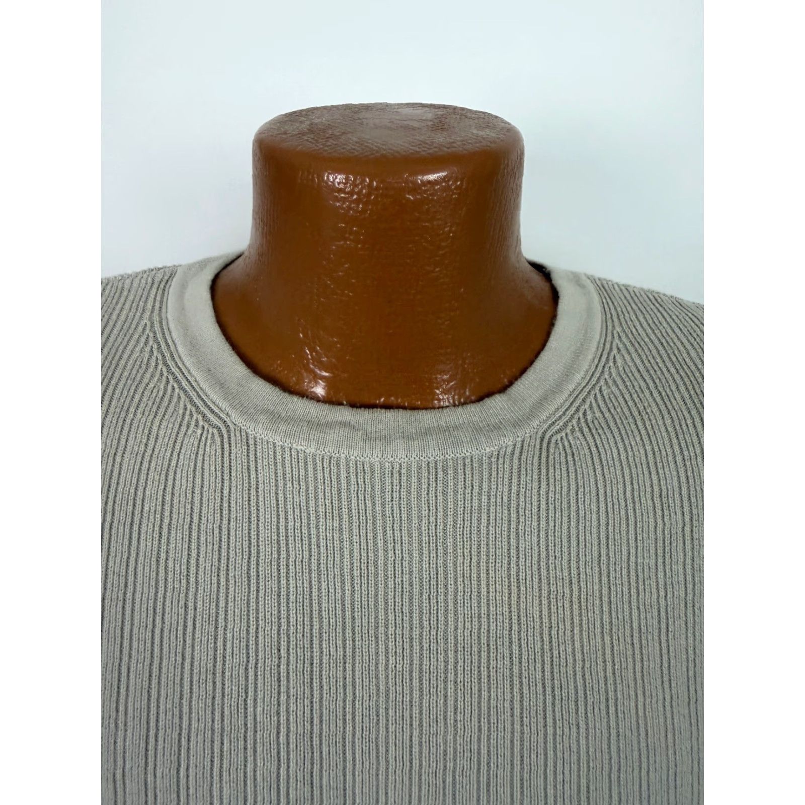 Banana Republic Banana Republic Ribbed Shirt Men XL Beige Cotton Vintage Y2K 90s Preppy Heavyweight Knit Crew Neck T-Shirt - Regular Fit Size US XL / EU 56 / 4 - 4 Thumbnail
