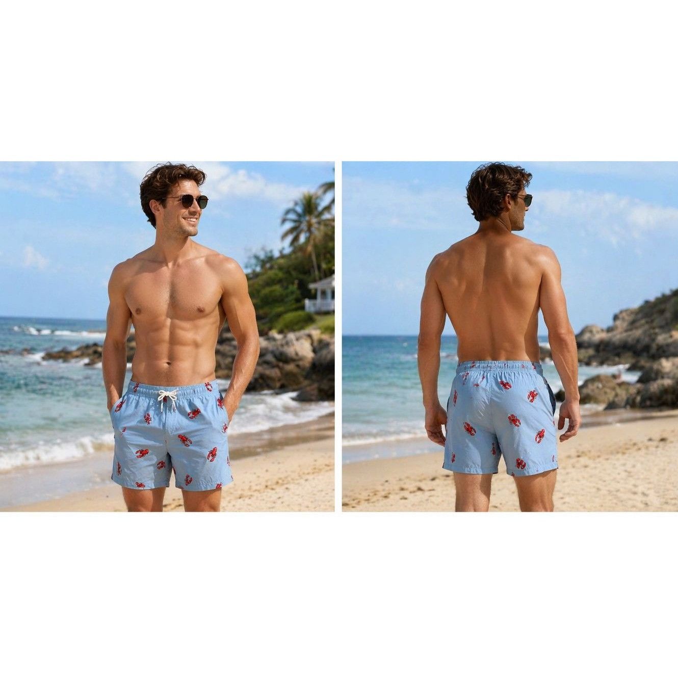 Hollister Hollister Lobster Swim Trunks Mens Small Blue Red Print Line Size US 28 / EU 44 - 1 Thumbnail