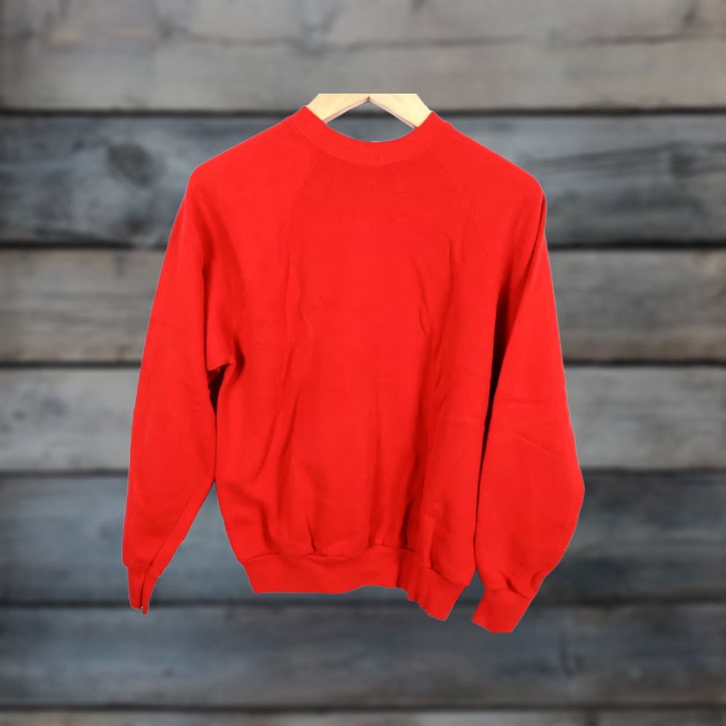 Tultex VINTAGE Tultex Sweatshirt Mens Small Red Crewneck Raglan Sleeve Solid (Large Tag) Size US S / EU 44-46 / 1 - 1 Thumbnail