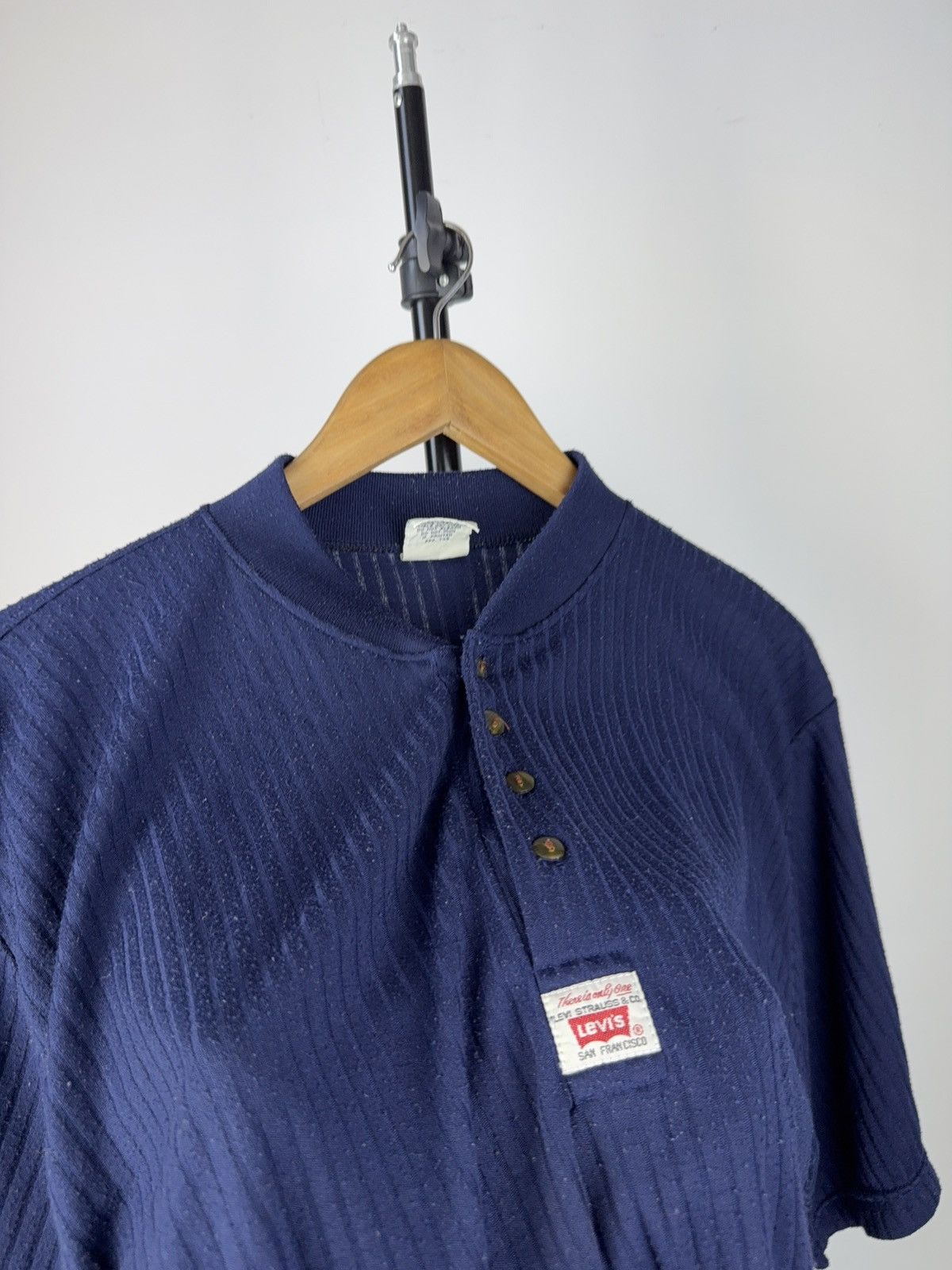 Levi's Vintage 80s / 90s Levi’s Jeanswear Ribbed Henley Tee Blue Size US L / EU 52-54 / 3 - 3 Thumbnail