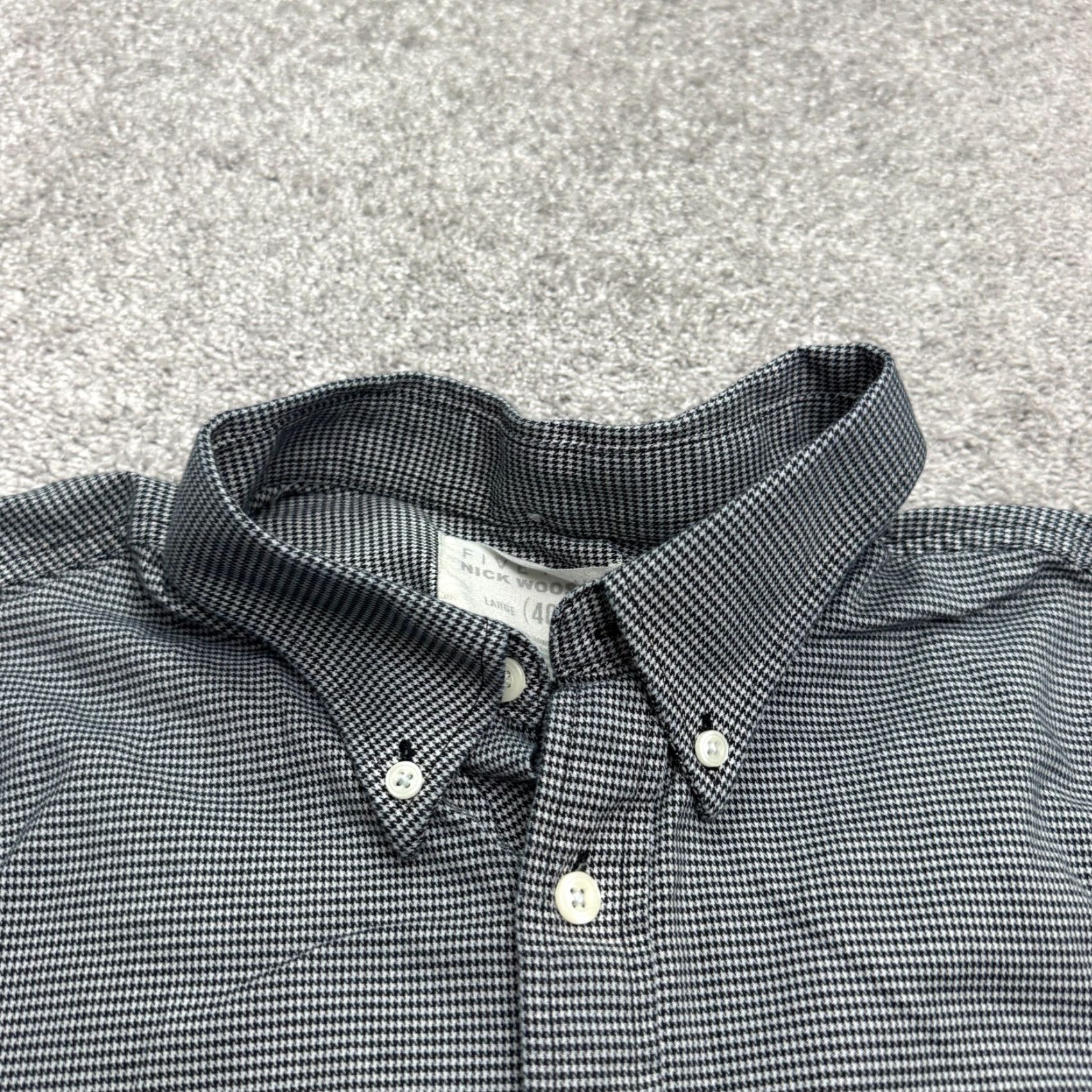 Vintage Five Four Houndstooth Button-Up Shirt Mens Large Black White Casual Regular Fit Size US L / EU 52-54 / 3 - 5 Thumbnail