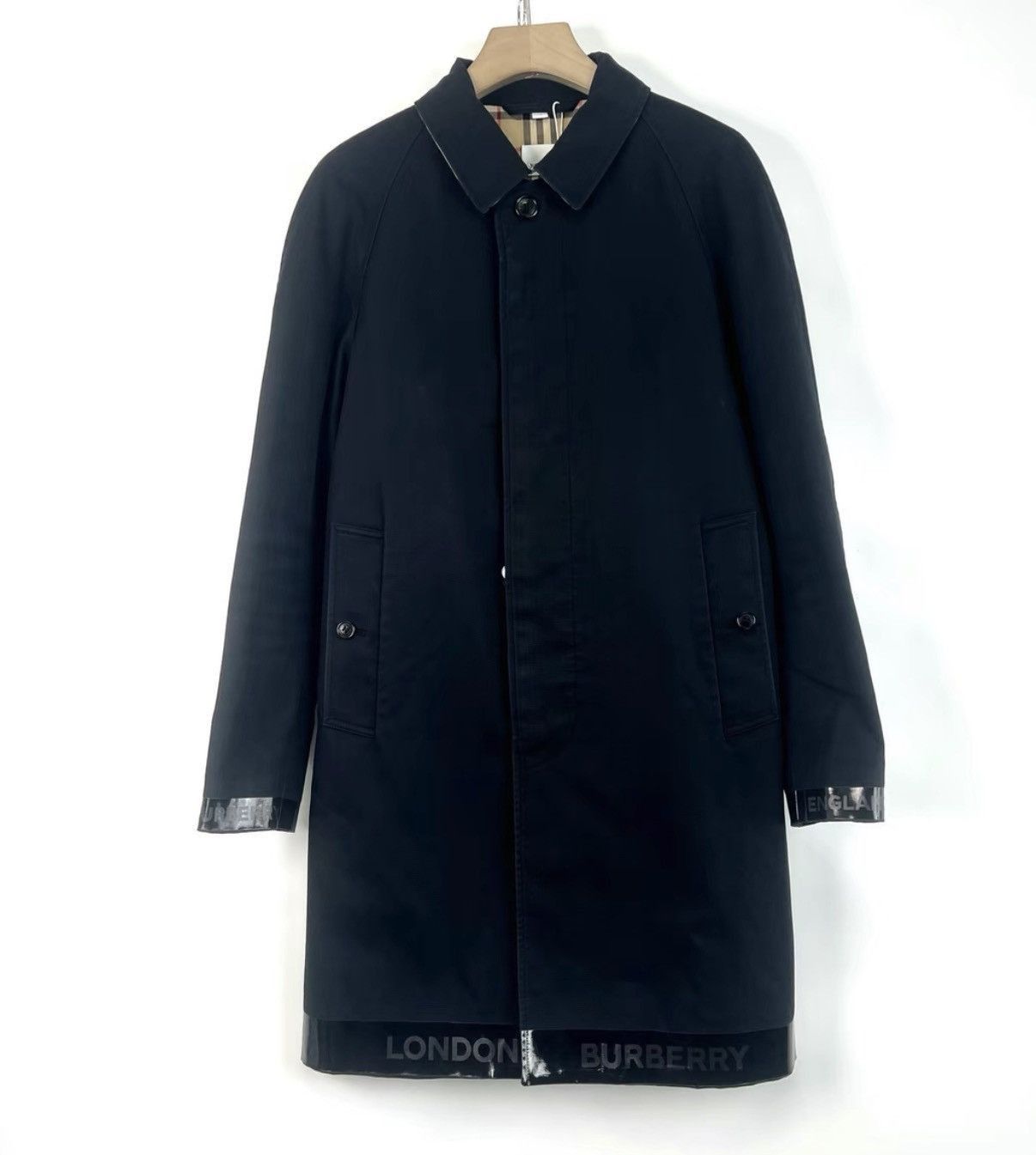 Burberry Black Long Coat with Collar and Button Closure Size US M / EU 48-50 / 2 - 1 Thumbnail