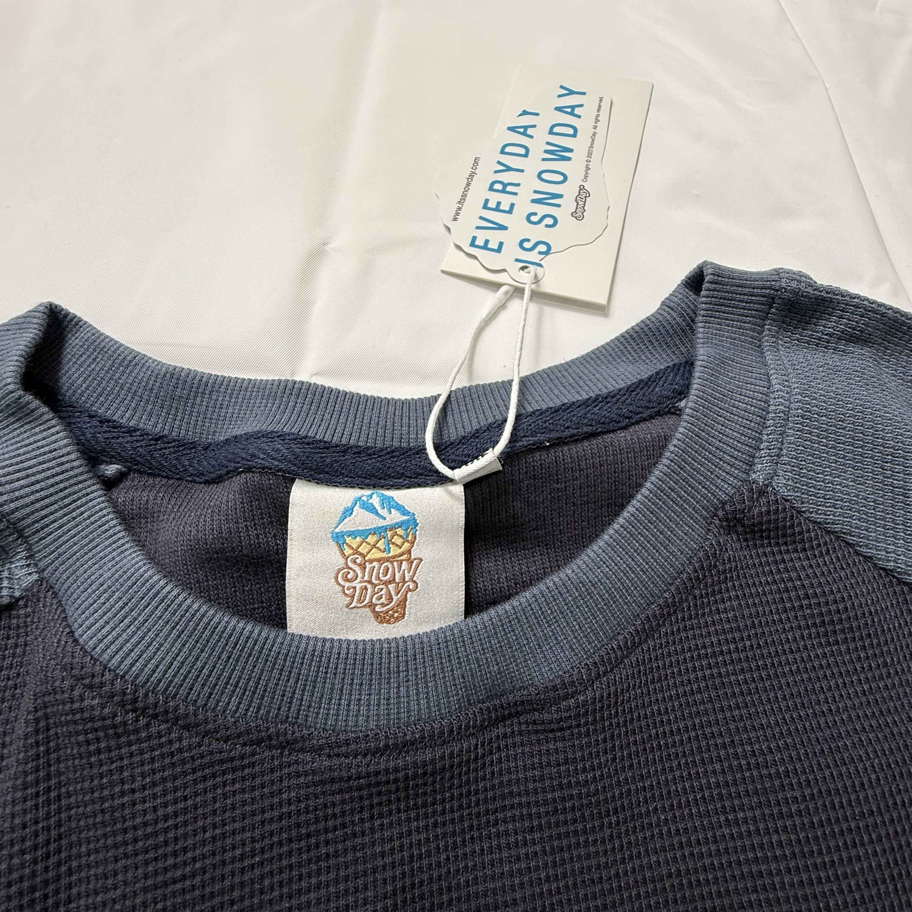 Snowday SnowDay Mens XXL Raglan Thermal Waffle Knit Shirt Navy Blue Size US XL / EU 56 / 4 - 3 Thumbnail