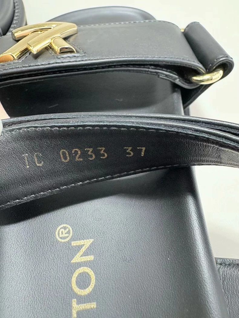 Louis Vuitton Louis Vuitton SUNSET Black Gold Velcro Sandals Size US 5 / EU 37 - 6 Thumbnail