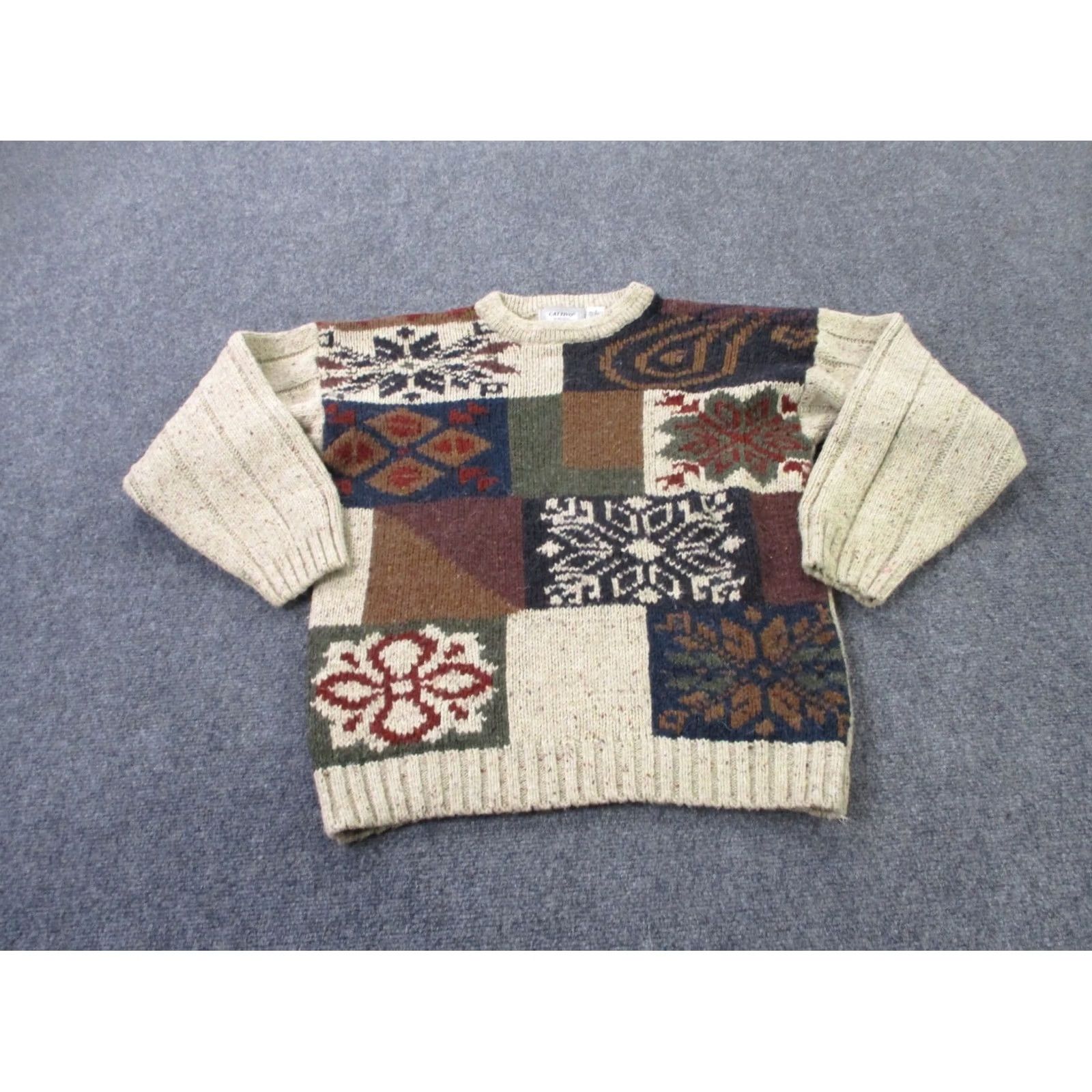 Vintage Vintage Cattivo Studio Sweater Men S Wool Pullover Snowflake Aztec Patchwork Size US S / EU 44-46 / 1 - 2 Thumbnail