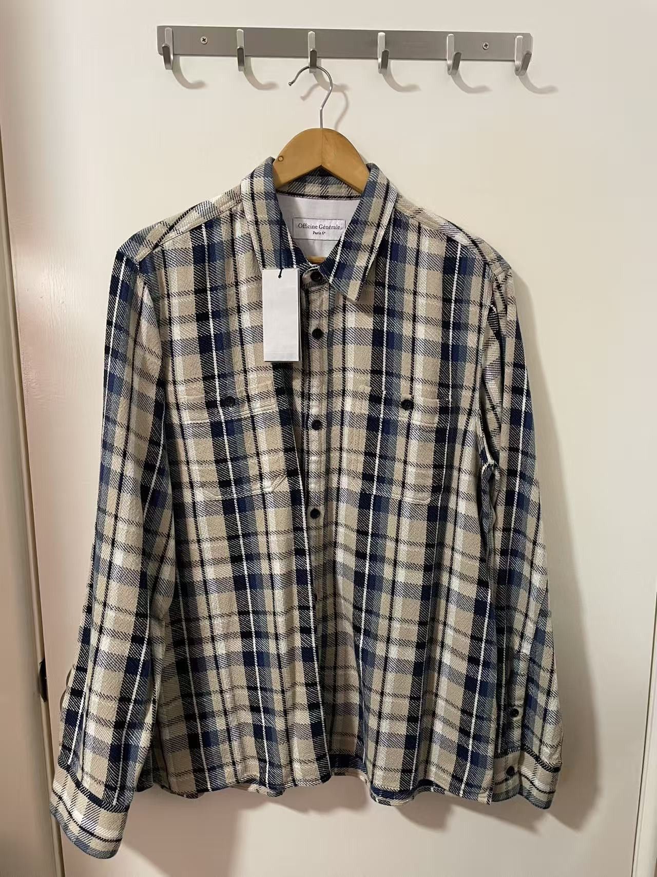 Officine Generale Ahmad Plaid Shirt Size US XL / EU 56 / 4 - 2 Thumbnail