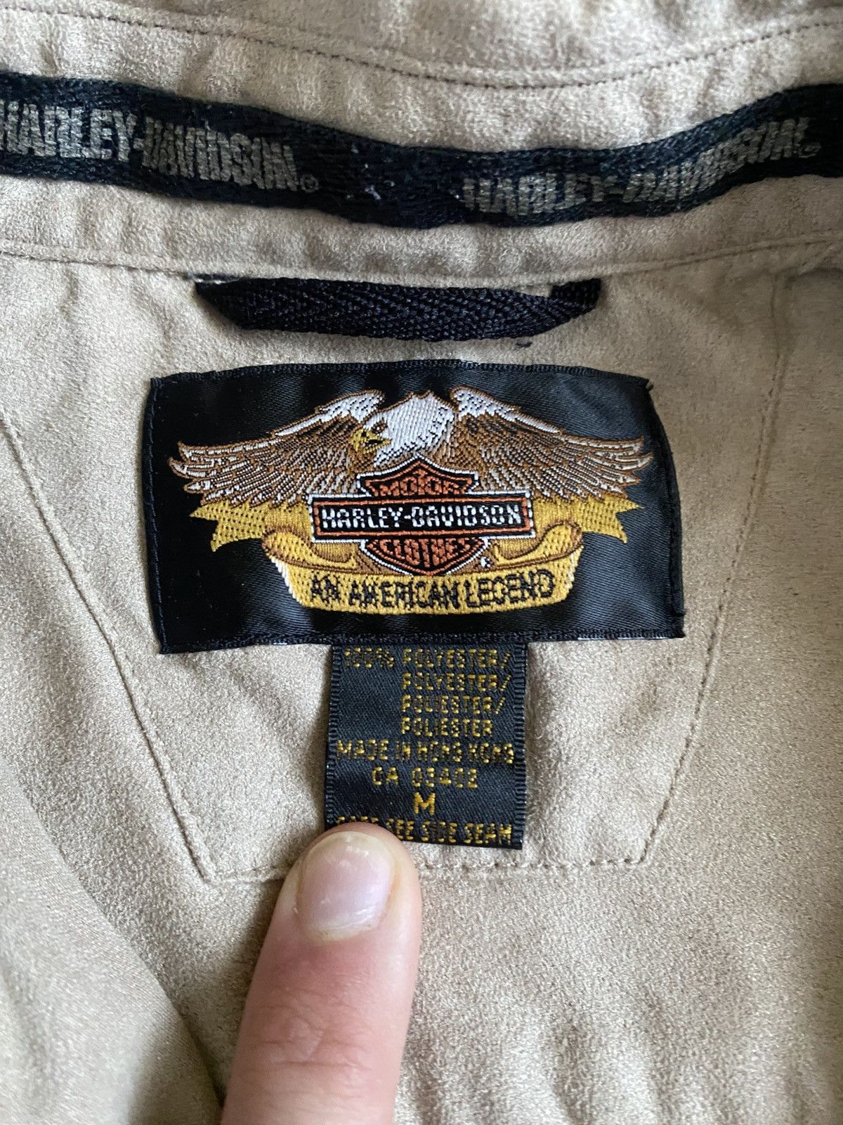Designer × Harley Davidson × Vintage Vintage Harley Davidson Button Suede Logo Shirt Size M Size US M / EU 48-50 / 2 - 5 Thumbnail