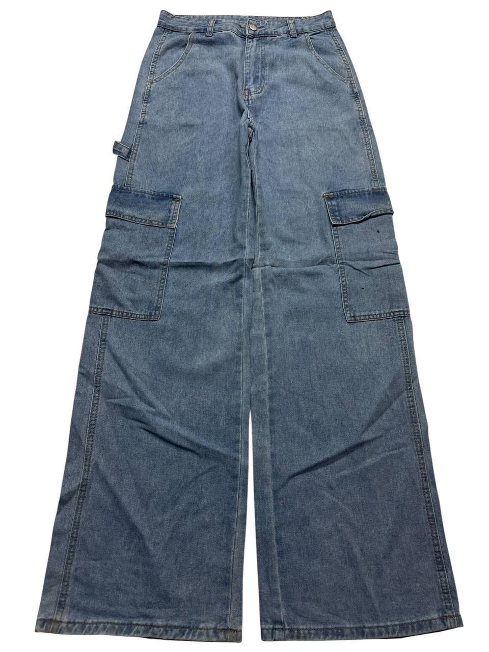 20471120 💥Baggy💥Shein Wide Leg Blue Pocket Carpenter Jeans Streetwear Size US 29 - 1 Thumbnail