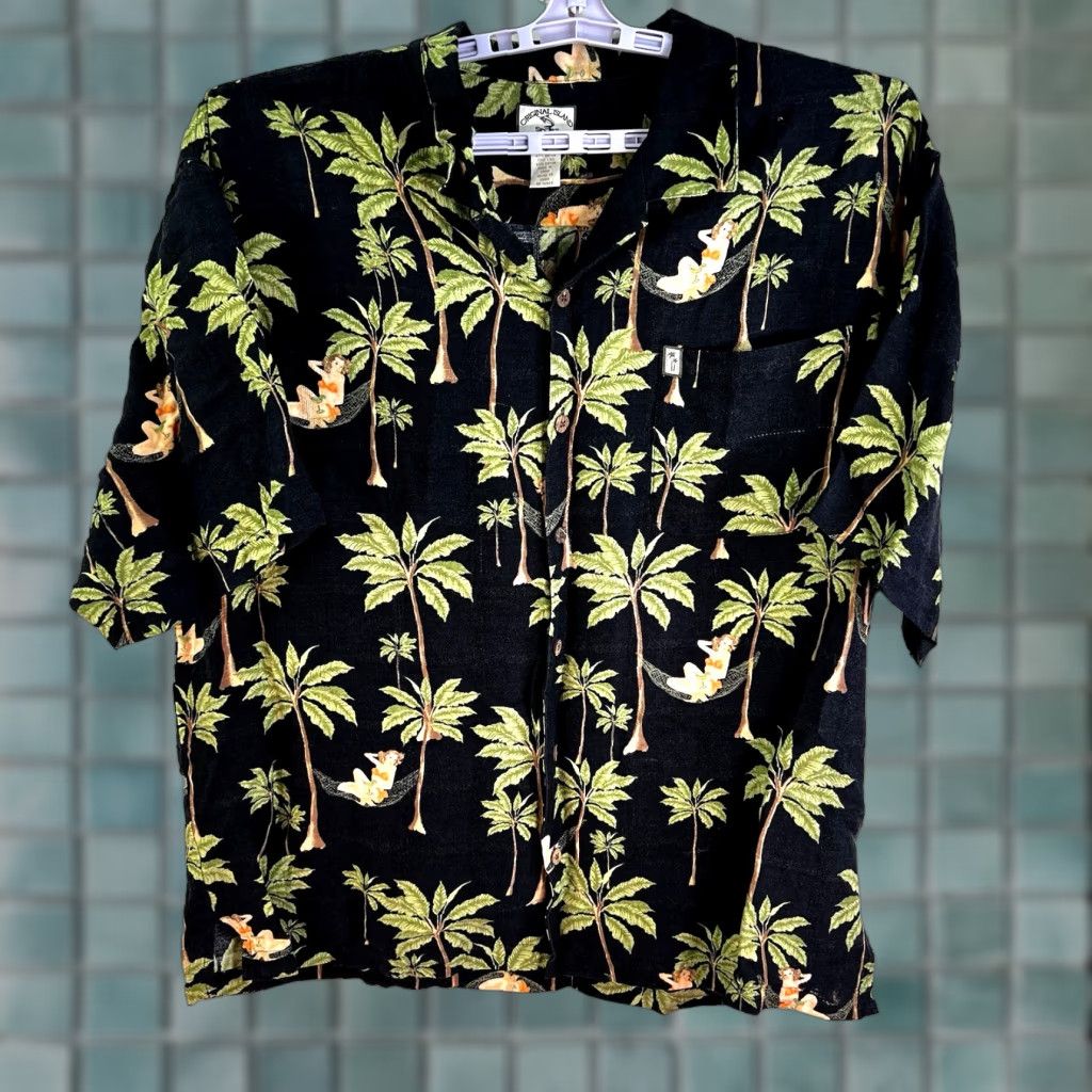 Vintage VINTAGE Island Button-Up Shirt Mens 2XL Black Tropical Graphic Print Linen Rayon Casual Shirt 2XL Mens Size US XXL / EU 58 / 5 - 1 Thumbnail