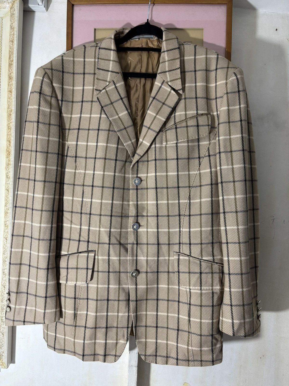 Thierry Mugler Paris Plaid Blazer Jacket