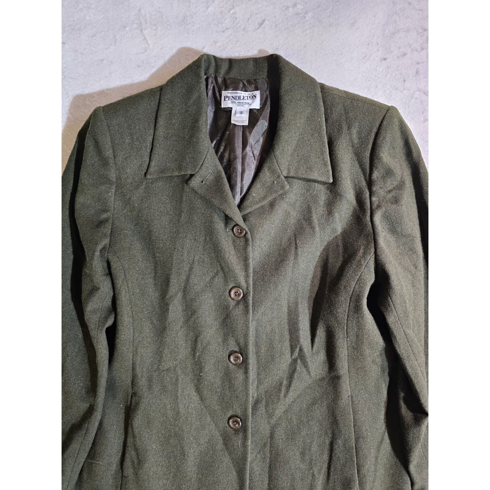 Pendleton VINTAGE Pendelton Petite 100% Wool Blazer 4-Button Front Womens Sz 12 Dark Green Blazer Petites Womens 90s Vintage Green зас Size XL / US 12-14 / IT 48-50 - 4 Thumbnail