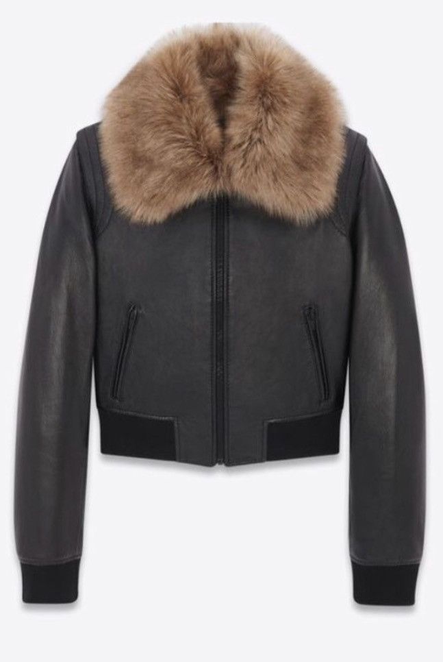 Saint Laurent Paris 🔥$8K VALUE🔥RUNWAY YSL Jacket in Lambskin and Shearling Size S / US 4 / IT 40 - 1 Thumbnail