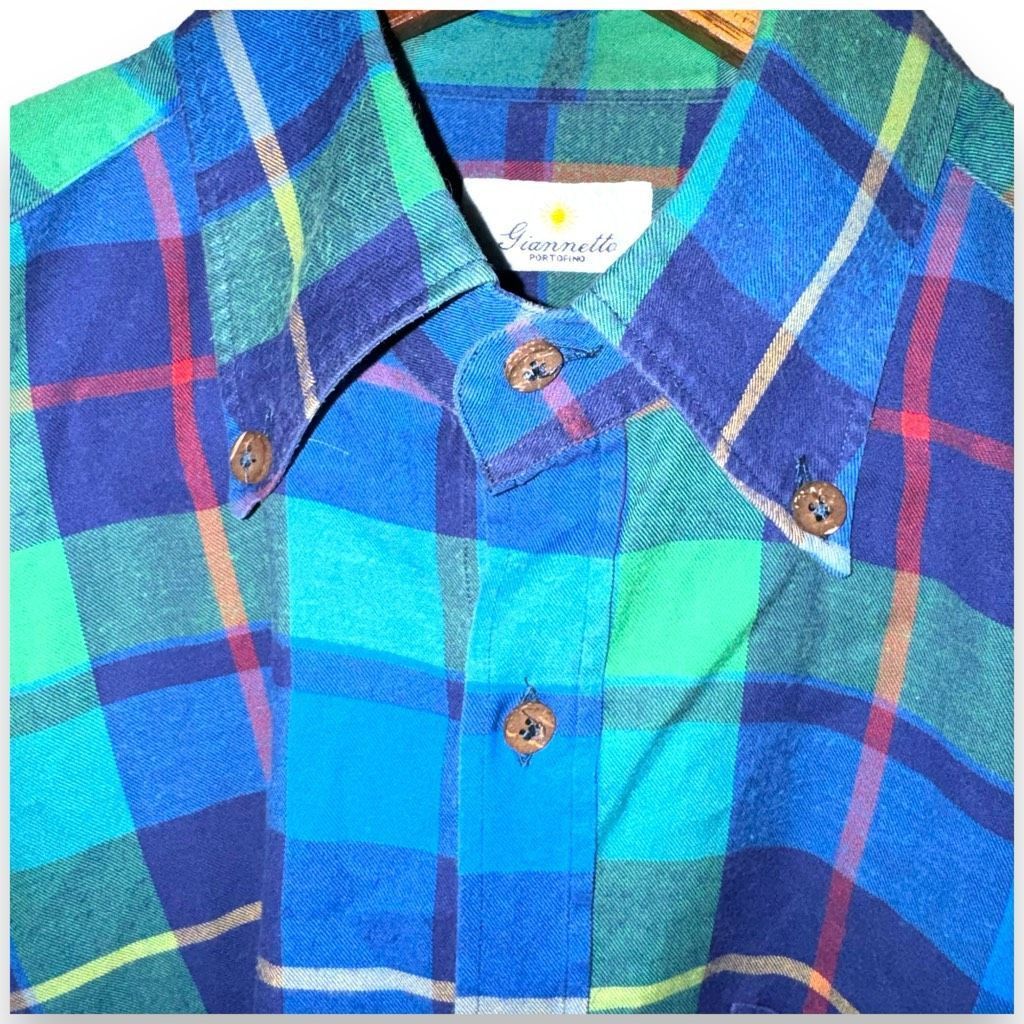 Other Giannetto Portofino Blue & Green Plaid Flannel Button Down Size US L / EU 52-54 / 3 - 3 Thumbnail