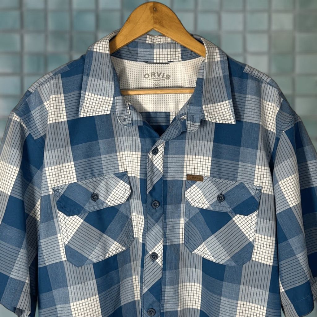 Orvis Orvis Plaid Button-Down Shirt Men’s Short Sleeve XXL Polyester Multicolor Size US XXL / EU 58 / 5 - 1 Thumbnail