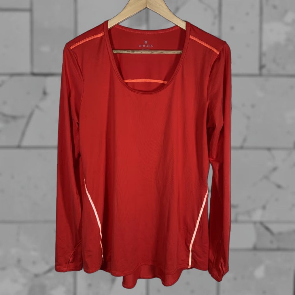 Athleta Athleta Orange Longsleeve Shirt Womens L Activewear Long Sleeve Casual Womens Size L / US 10 / IT 46 - 1 Thumbnail