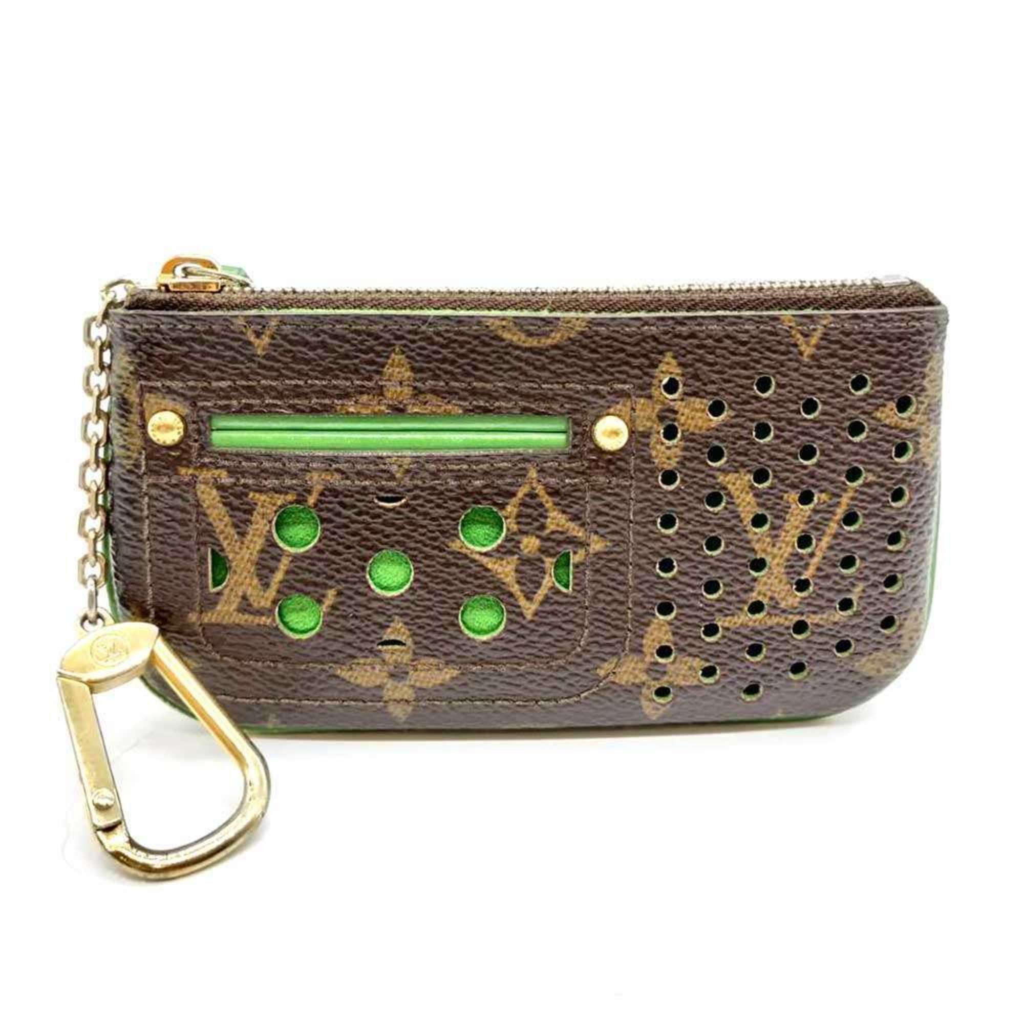 Louis Vuitton Louis Vuitton Pochette Cle Monogram Perforated Vert Green x Brown Wallet/Coin Case Punching M95186 Women's LOUIS VUITTON Size ONE SIZE - 1 Thumbnail