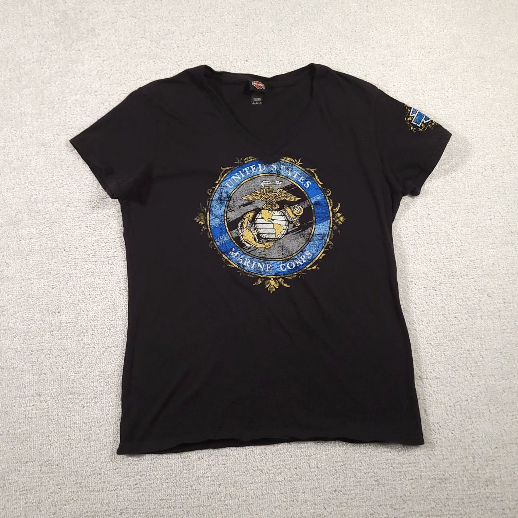 Harley Davidson Harley Davidson Shirt Women’s L Black Motorcycle Marines USMC Logo Tee Size L / US 10 / IT 46 - 2 Thumbnail