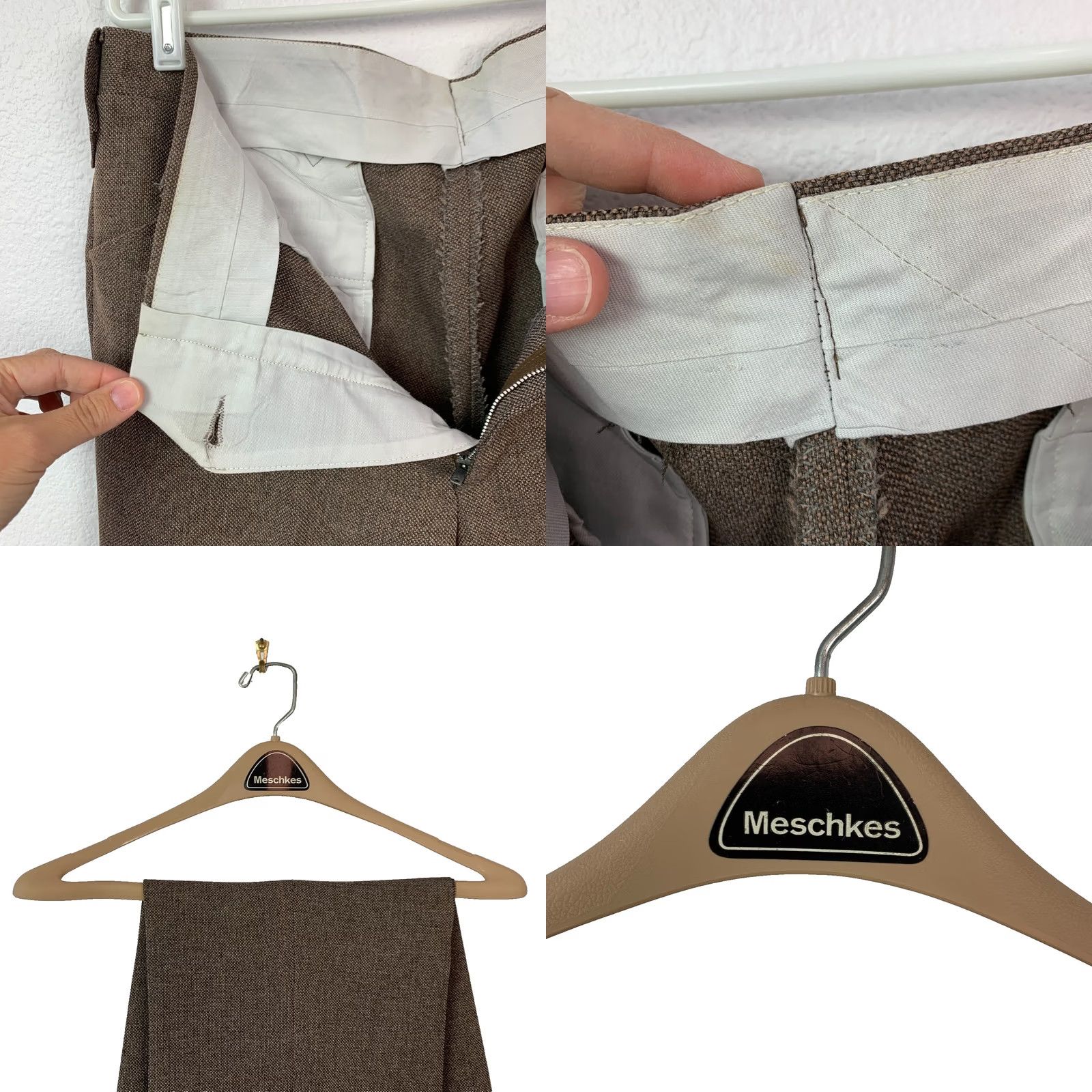 Vintage Vintage American Craftsman Brown 3 Piece Suit Jacket Vest Pants Hanger Rockabilly Mens 1980s Size 40R - 11 Thumbnail