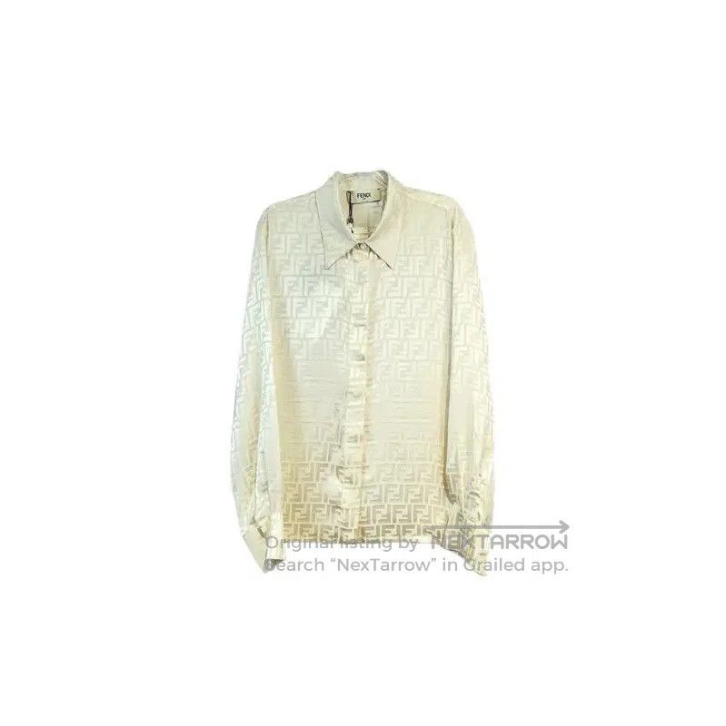 Fendi Fendi Women's Silk Long Sleeve Shirt in White . Size L / US 10 / IT 46 - 1 Thumbnail