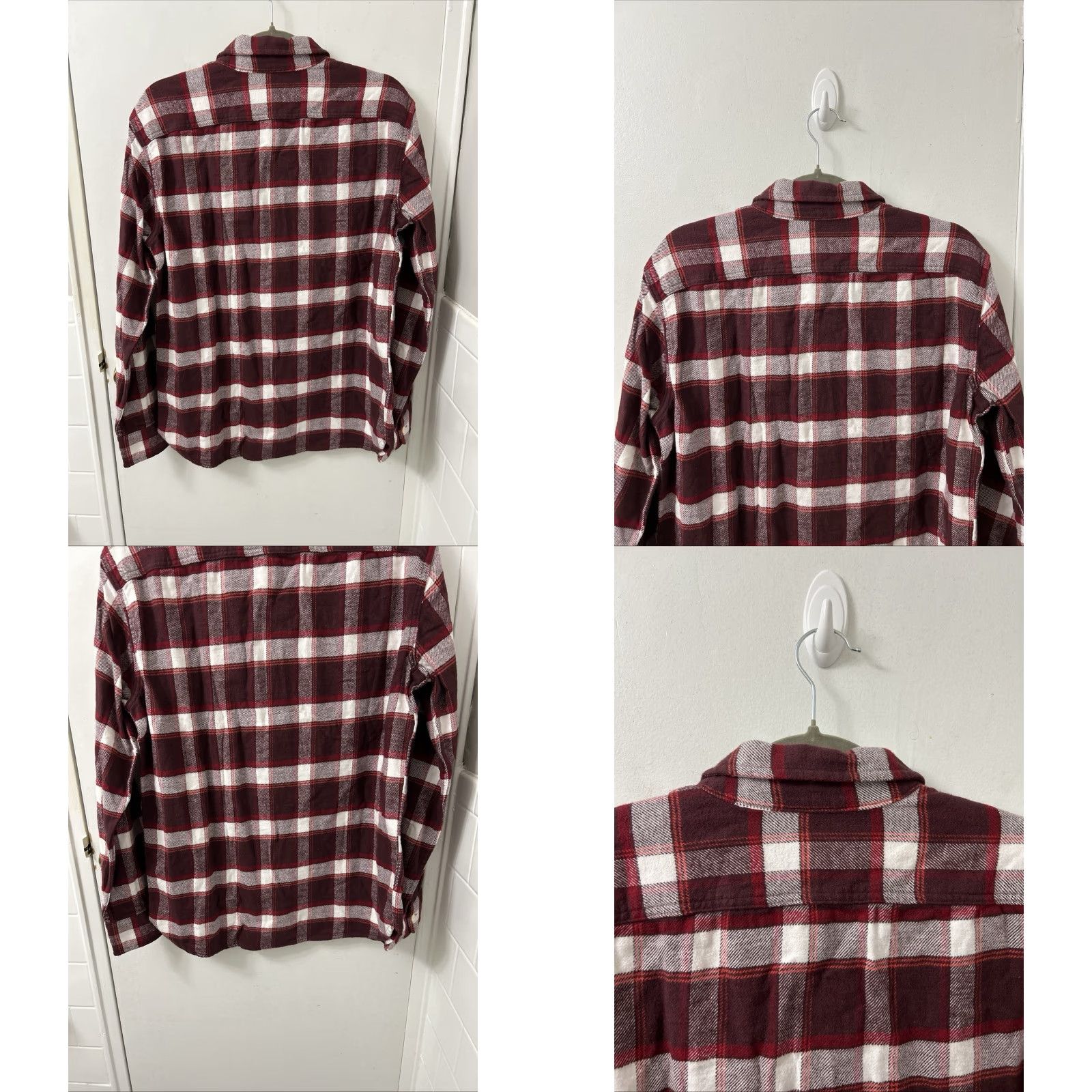Levi's VINTAGE Levis Shirt Plaid Flannel Button-Up M Mens Burgundy White Knox? Size US M / EU 48-50 / 2 - 8 Thumbnail