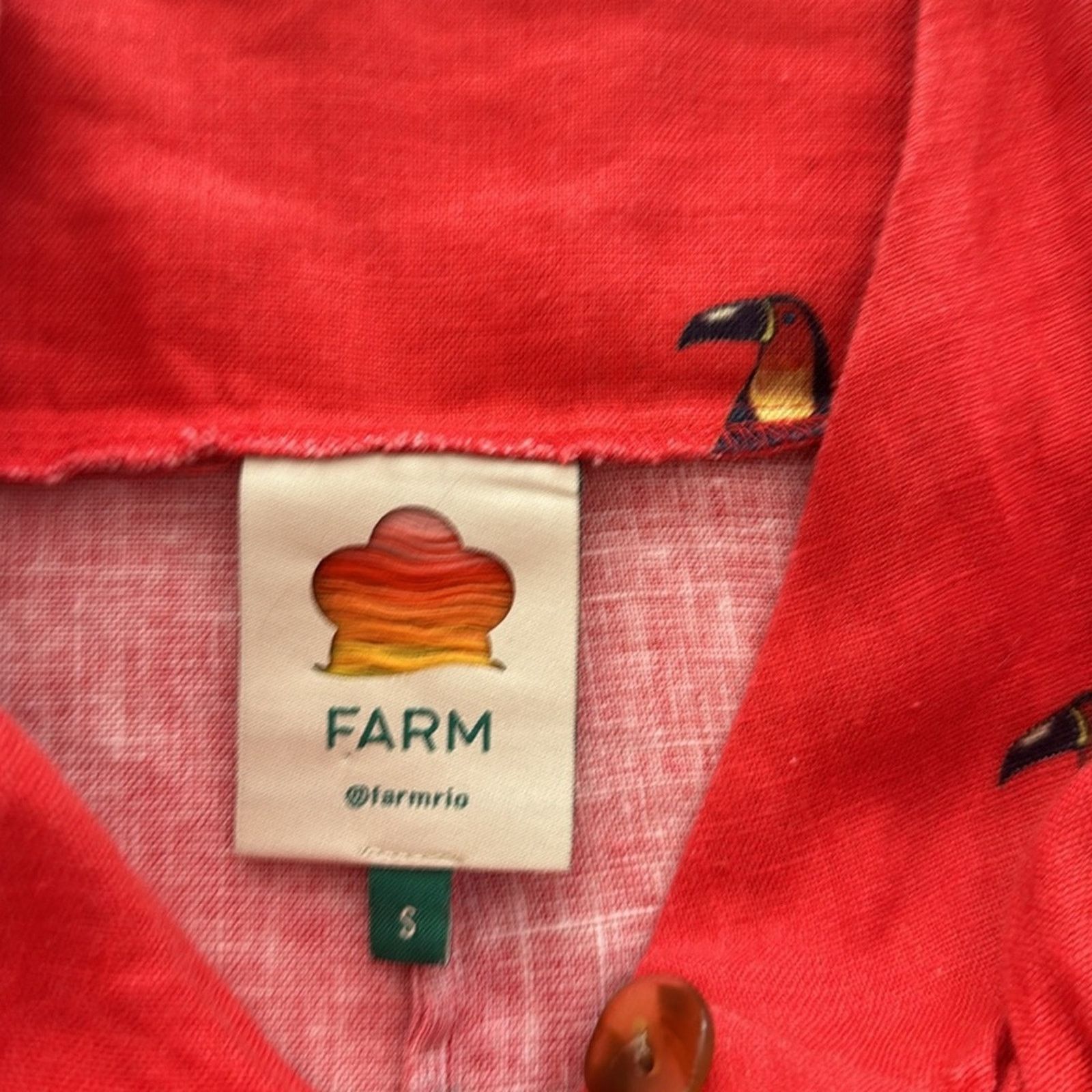 Farm Rio Farm Rio Red Linen Mini Dress Size S Size S / US 4 / IT 40 - 6 Thumbnail