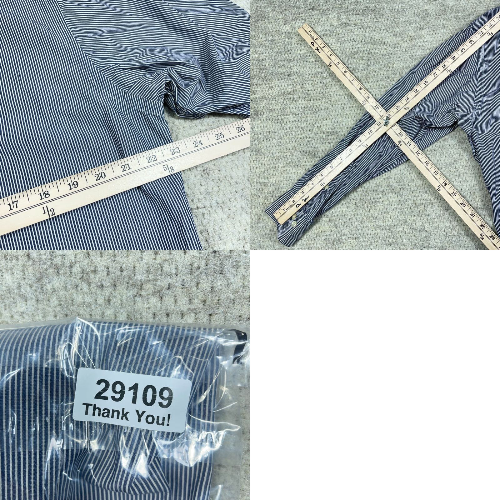 Polo Ralph Lauren Polo Ralph Lauren Shirt Men Large Blue Pinstripe Button Up Dress Andrew 16 32 * Size 42R - 9 Thumbnail