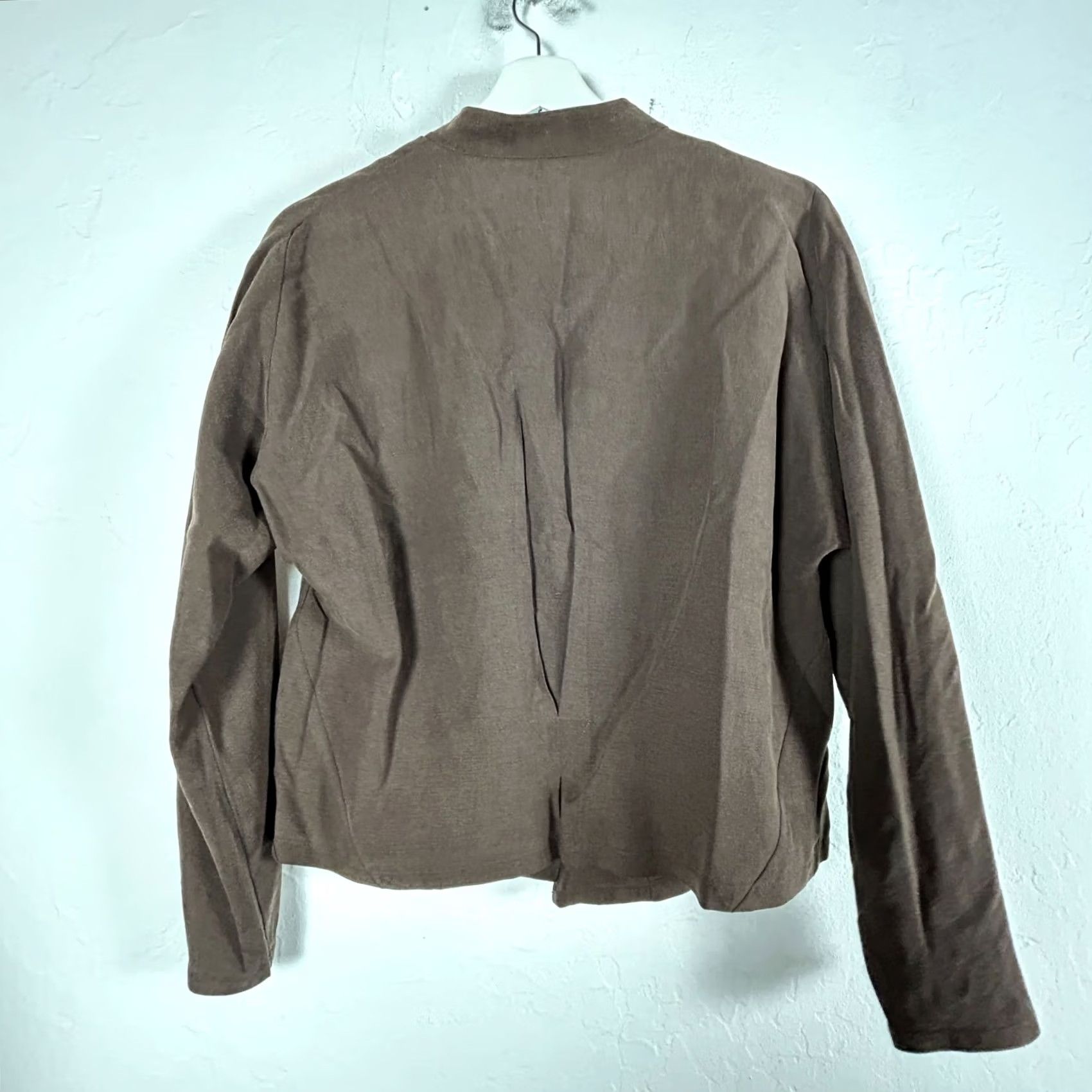 Vintage Babette Blazer Jacket Womens Brown Silk Linen Medium Pockets Lightweight USA Size M / US 6-8 / IT 42-44 - 2 Thumbnail