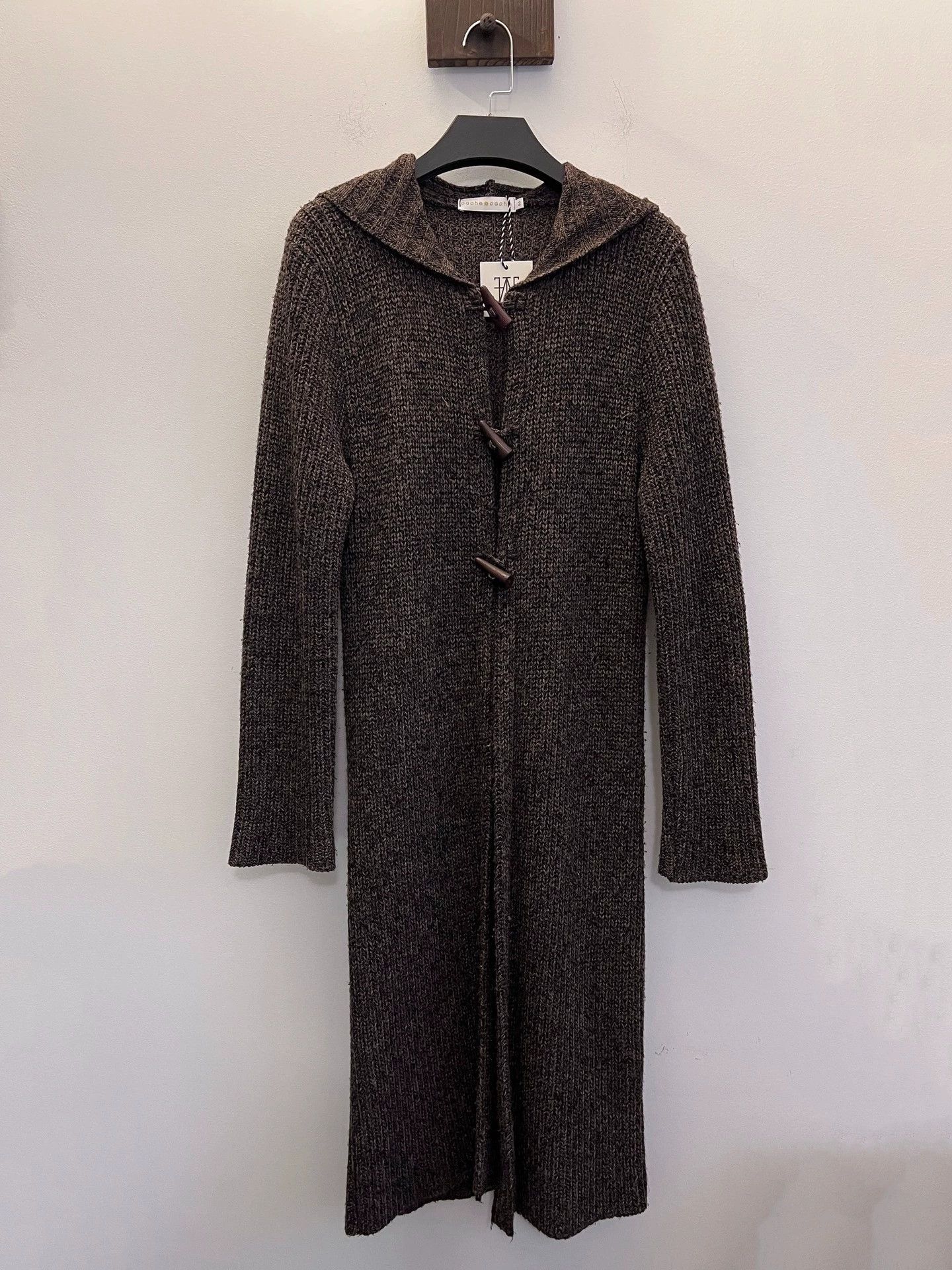 Other French Vintage Horn Button Knit Hooded Long Coat Size XS / US 0-2 / IT 36-38 - 6 Thumbnail