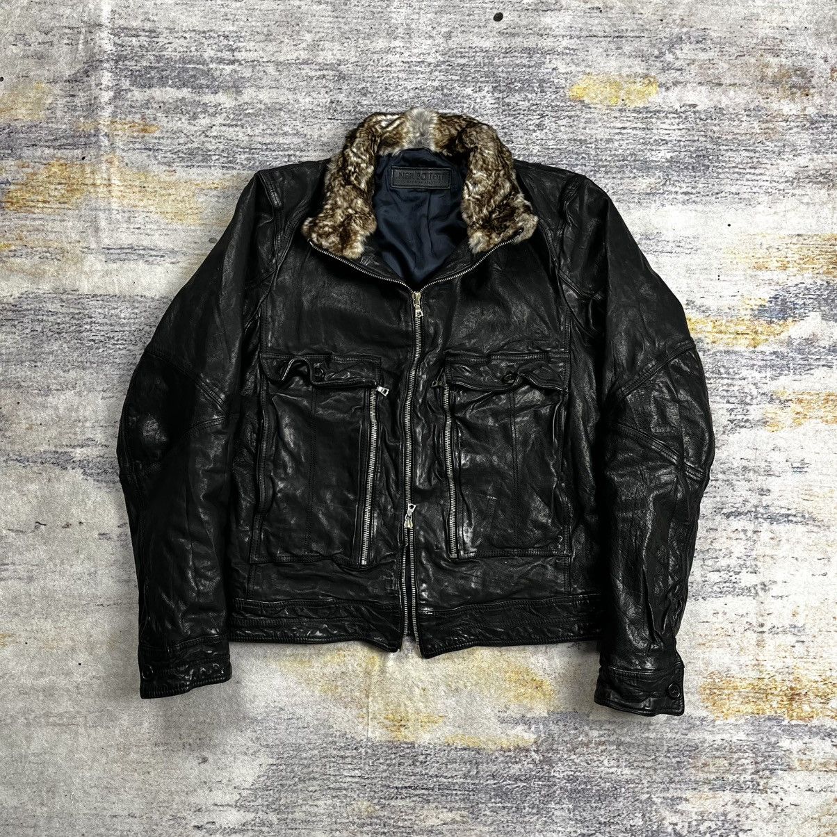 Neil Barrett Neil Barret wrinkled leather jacket fur collar Size US S / EU 44-46 / 1 - 1 Thumbnail