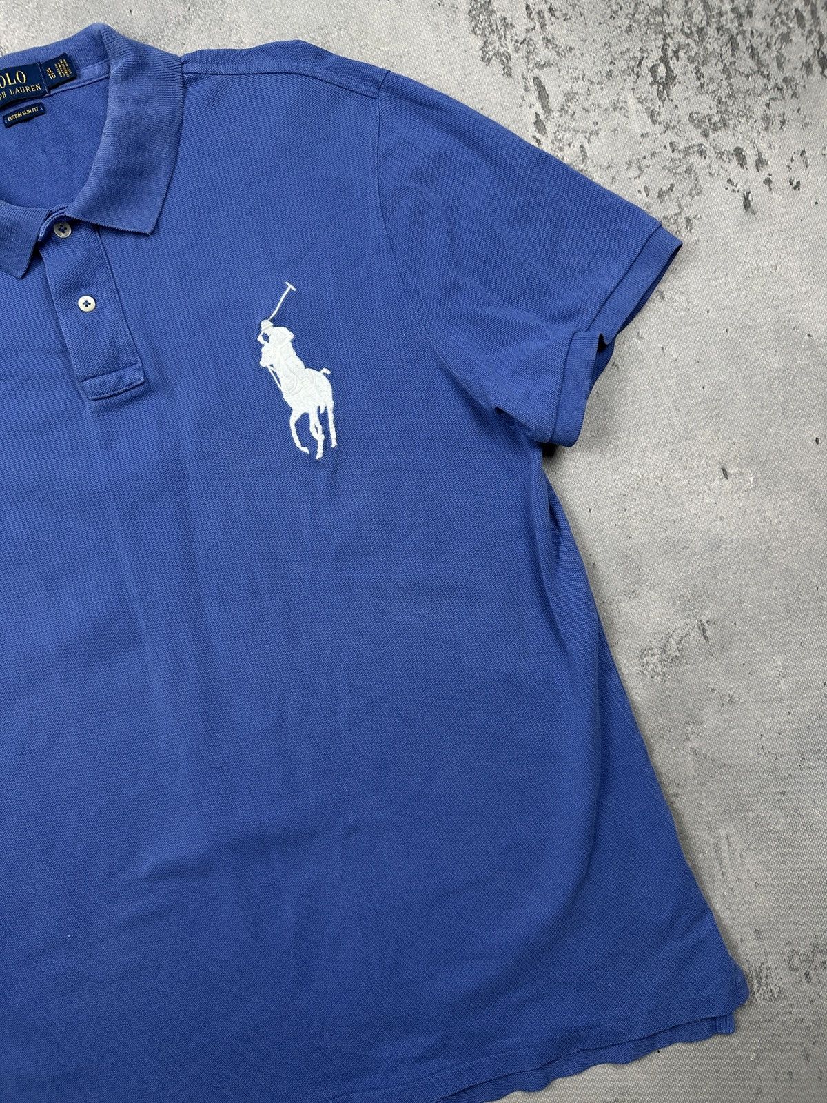 Polo Ralph Lauren Polo Ralph Lauren Royal Blue Big Pony Custom Slim Fit Polo Size US XL / EU 56 / 4 - 3 Thumbnail