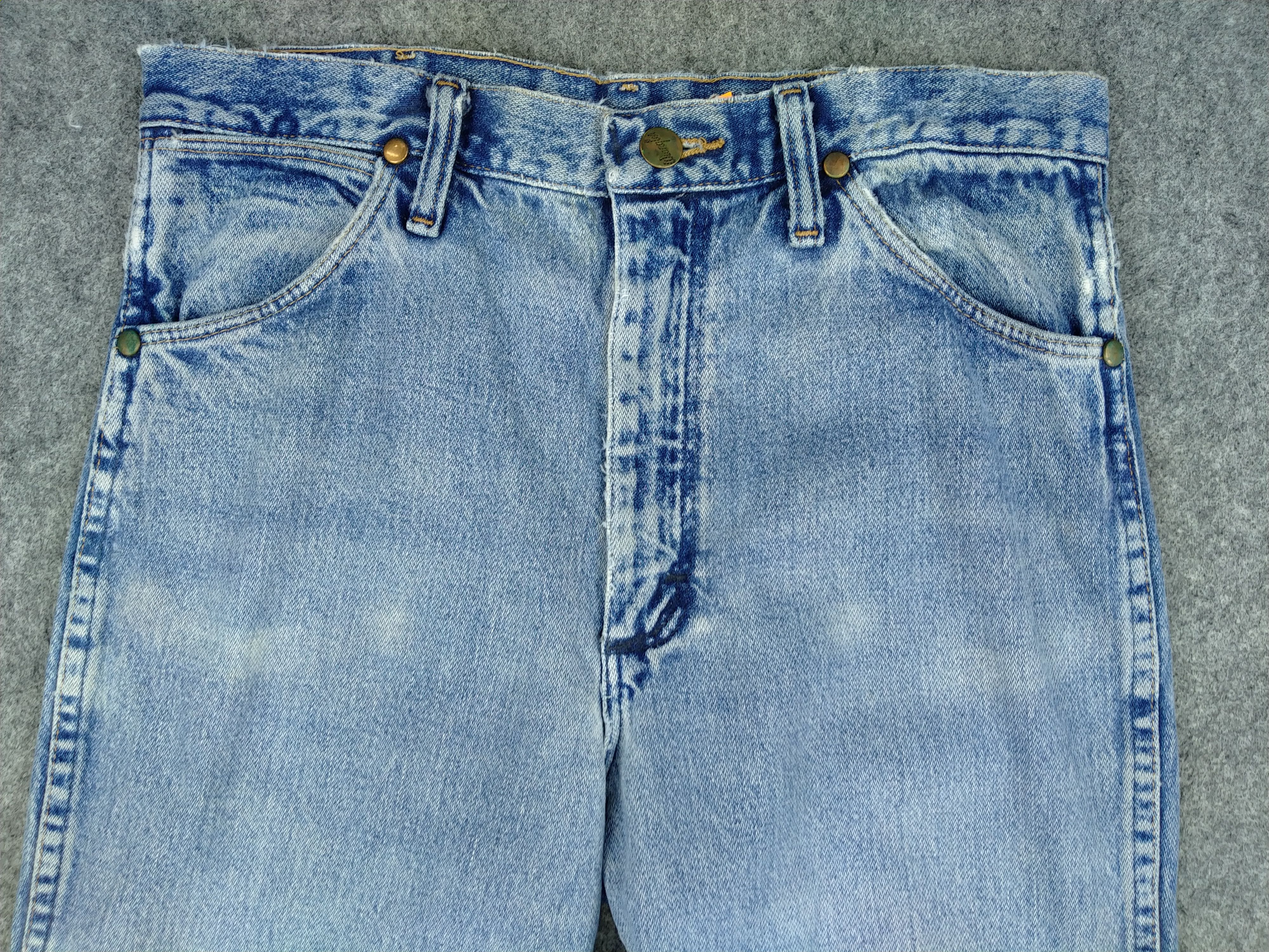 Japanese Brand Vintage Wrangler Distressed Blue Denim 29x34 -JN413 Size US 29 - 3 Thumbnail