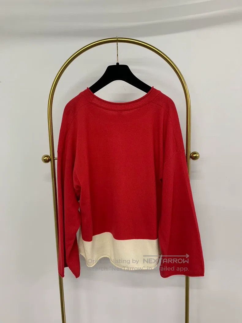 Hermes Hermes Red and white color block cashmere top Size XXS / US 00 / IT 34 - 3 Thumbnail