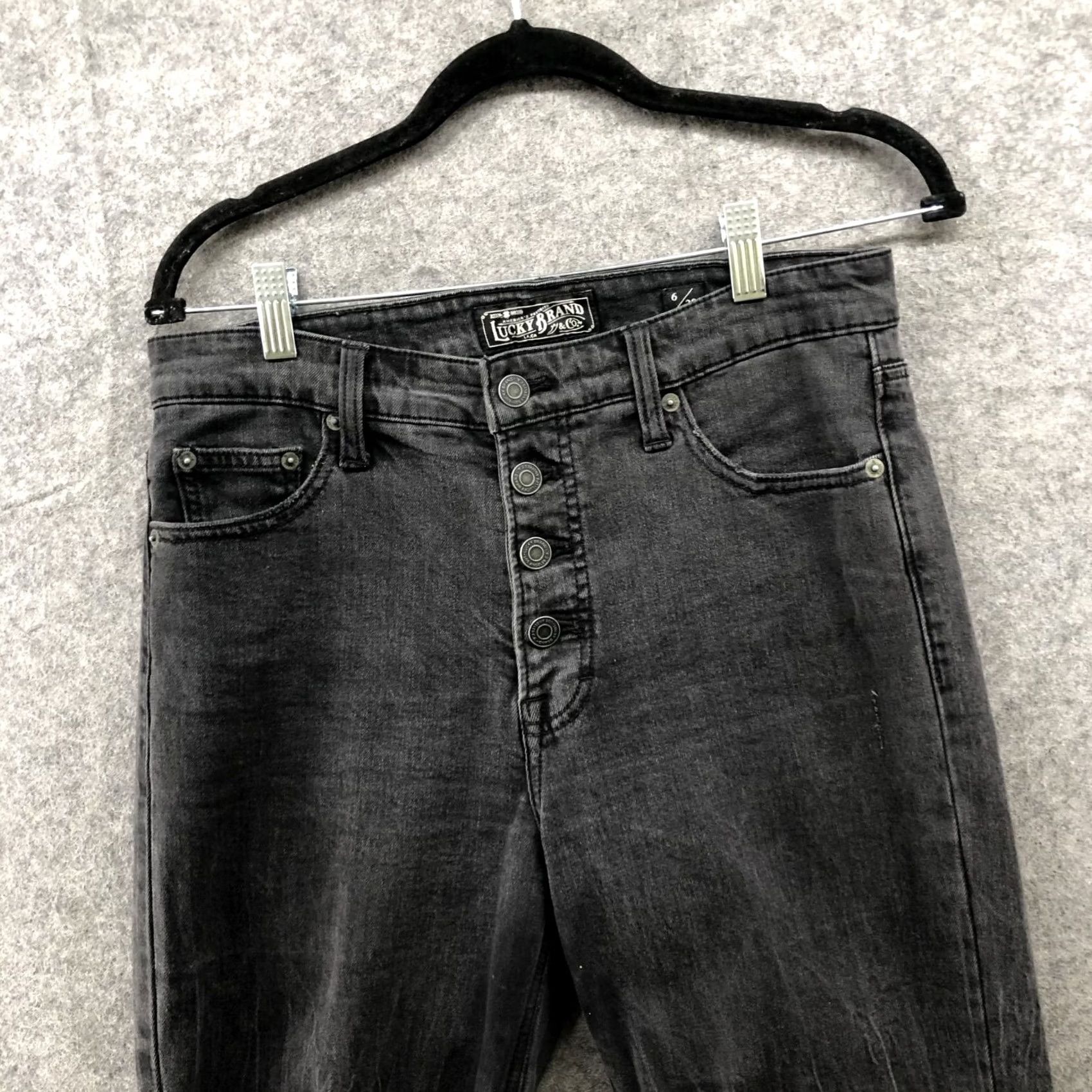 Lucky Brand Lucky Brand Bridgette Skinny Jean Womens Size 6 / 28 Charcoal Black Button Fly Denim Slim Pockets Stretch 26 Inseam Season: N/A Size 28" / US 6 / IT 42 - 3 Thumbnail