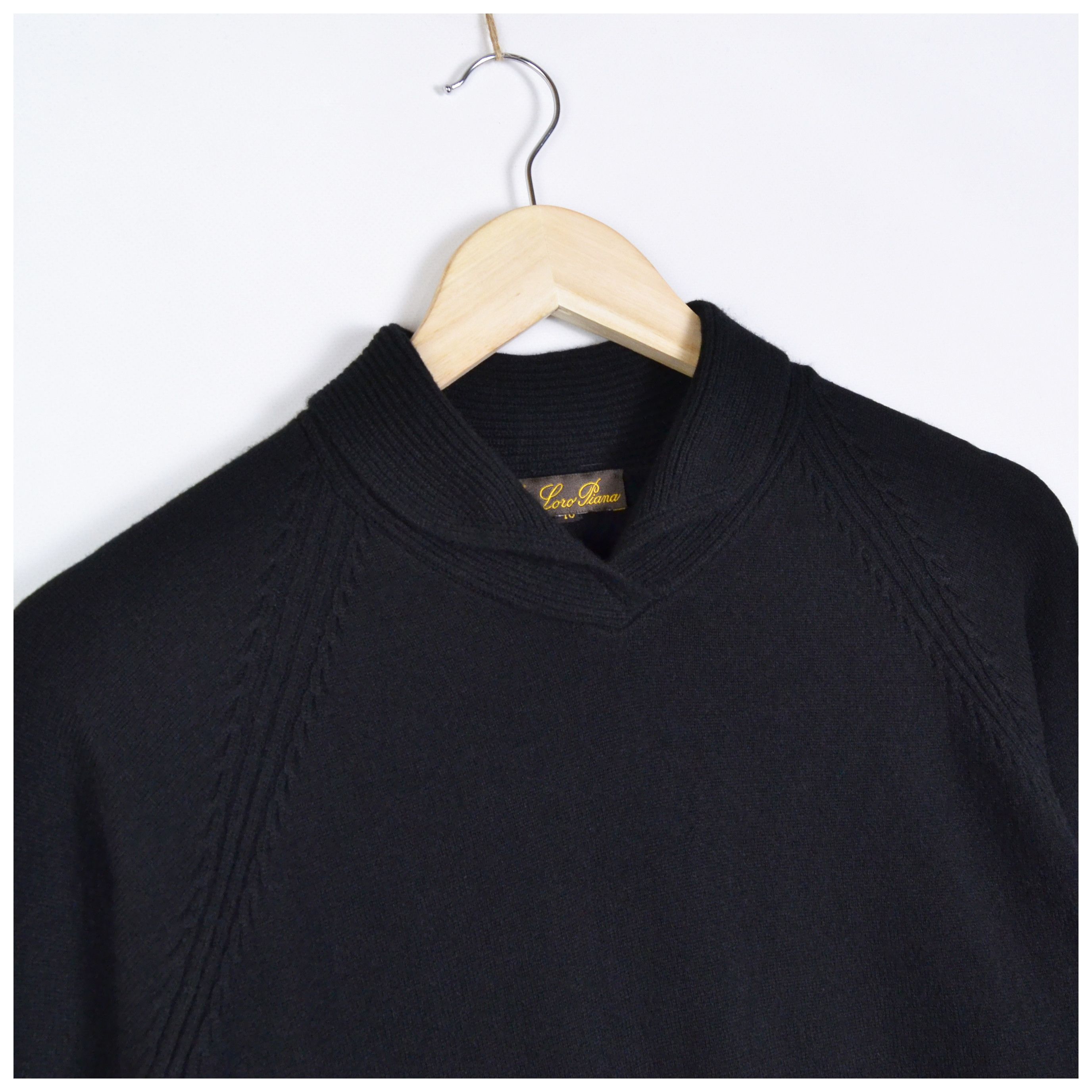 Loro Piana Vintage Loro Piana Black Cashmere Shawl Collar Sweater Size XL / US 12-14 / IT 48-50 - 2 Thumbnail