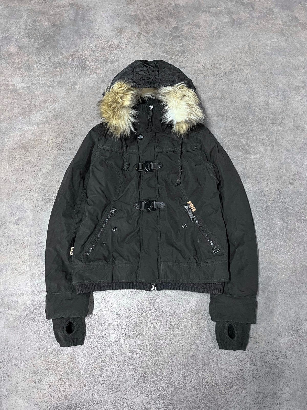 If Six Was Nine Thumb Hole Winter Faux Fur Collar Japanese Style Jacket Size US S / EU 44-46 / 1 - 1 Thumbnail