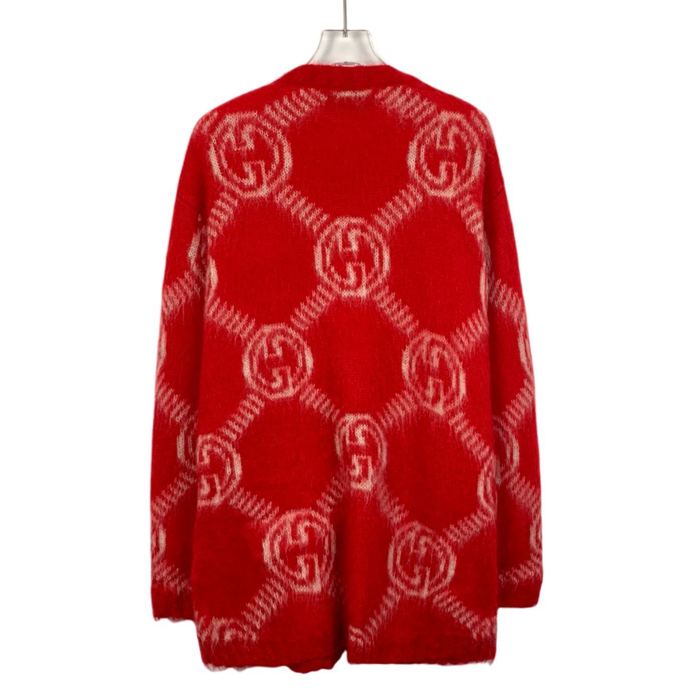 Gucci Gucci Red Wool-Blend Cardigan With GG Monogram Pattern & But Size XS / US 0-2 / IT 36-38 - 2 Thumbnail
