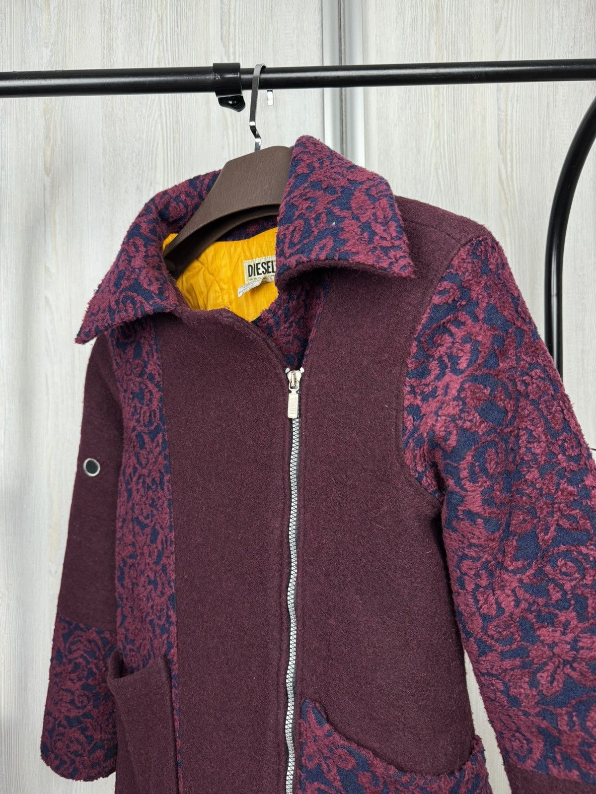 Diesel Diesel vintage 90s y2k burgundy biker wool coat patchwork Size M / US 6-8 / IT 42-44 - 7 Thumbnail