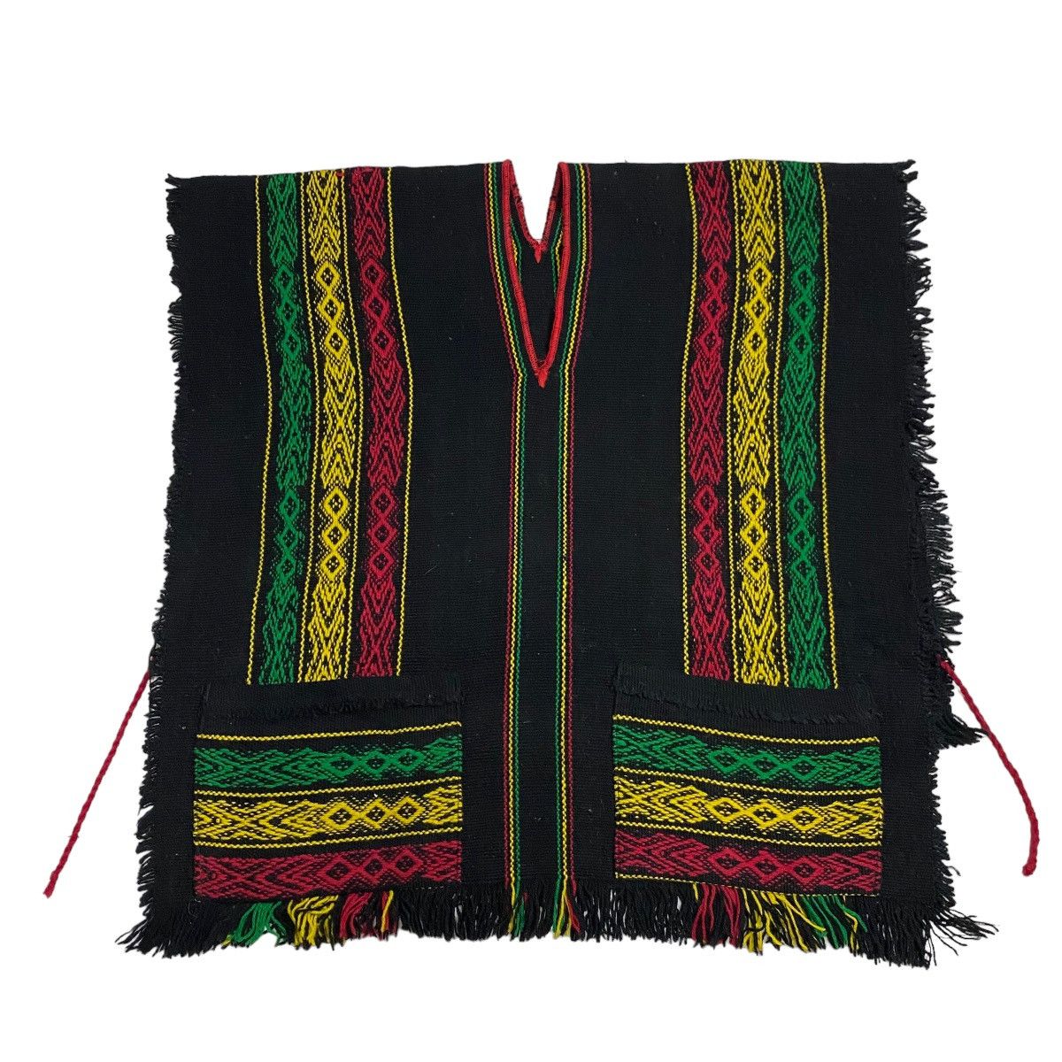 Handmade × Vintage Handmade Rasta poncho Size ONE SIZE - 8 Thumbnail