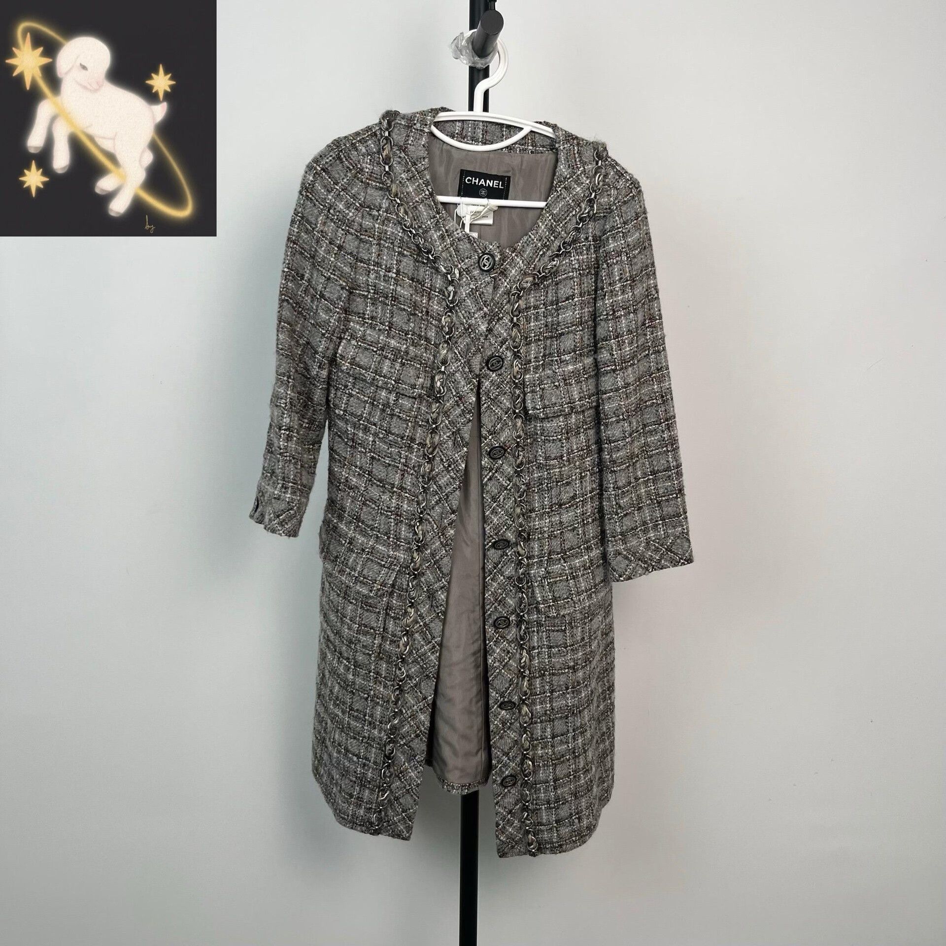 Chanel Chanel Edinburgh Gray Tweed Dress Coat Size S / US 4 / IT 40 - 1 Thumbnail