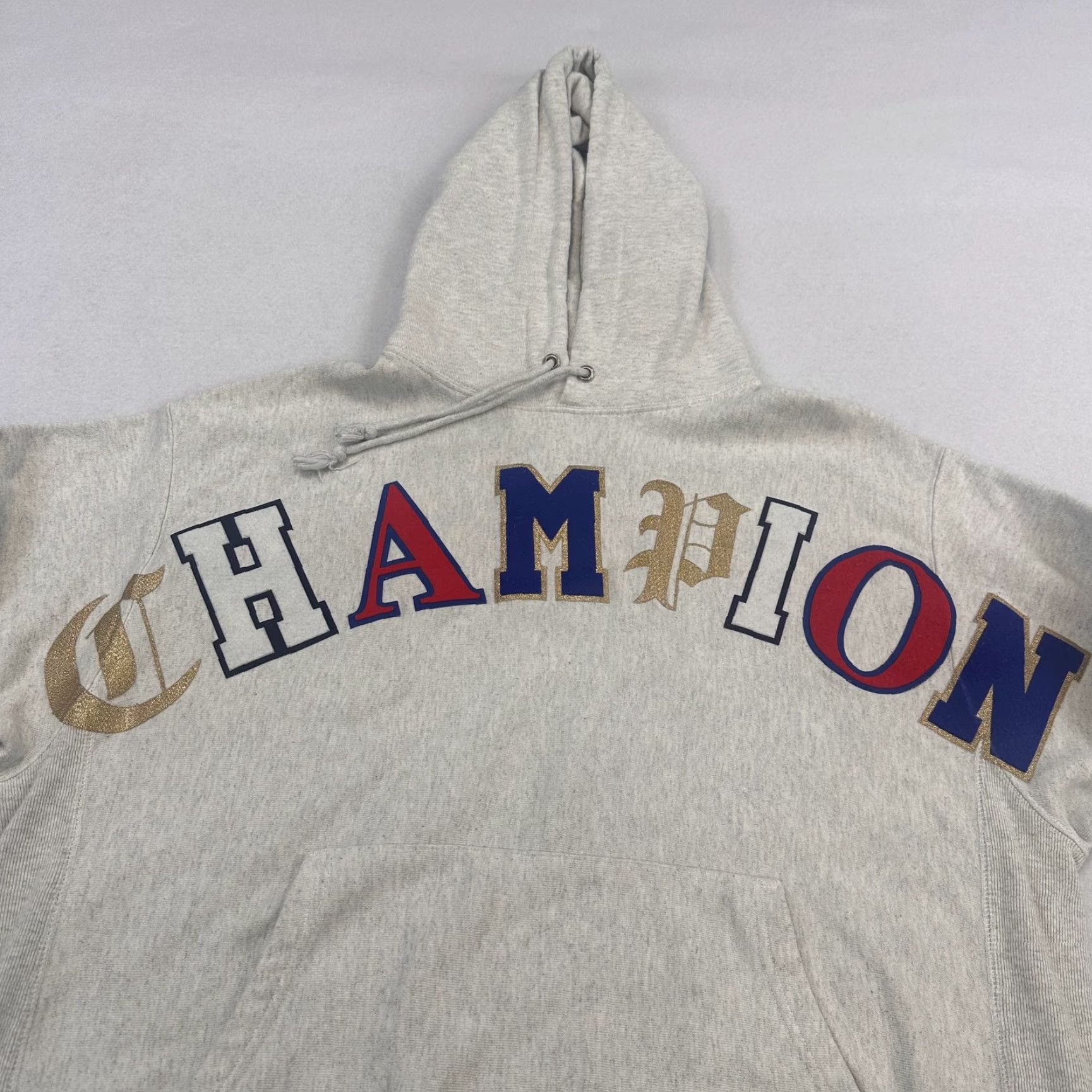 Champion Champion Hoodie Mens XL Gray College Spell Out Reverse Weave Pullover Sweatshirt Size US XL / EU 56 / 4 - 3 Thumbnail