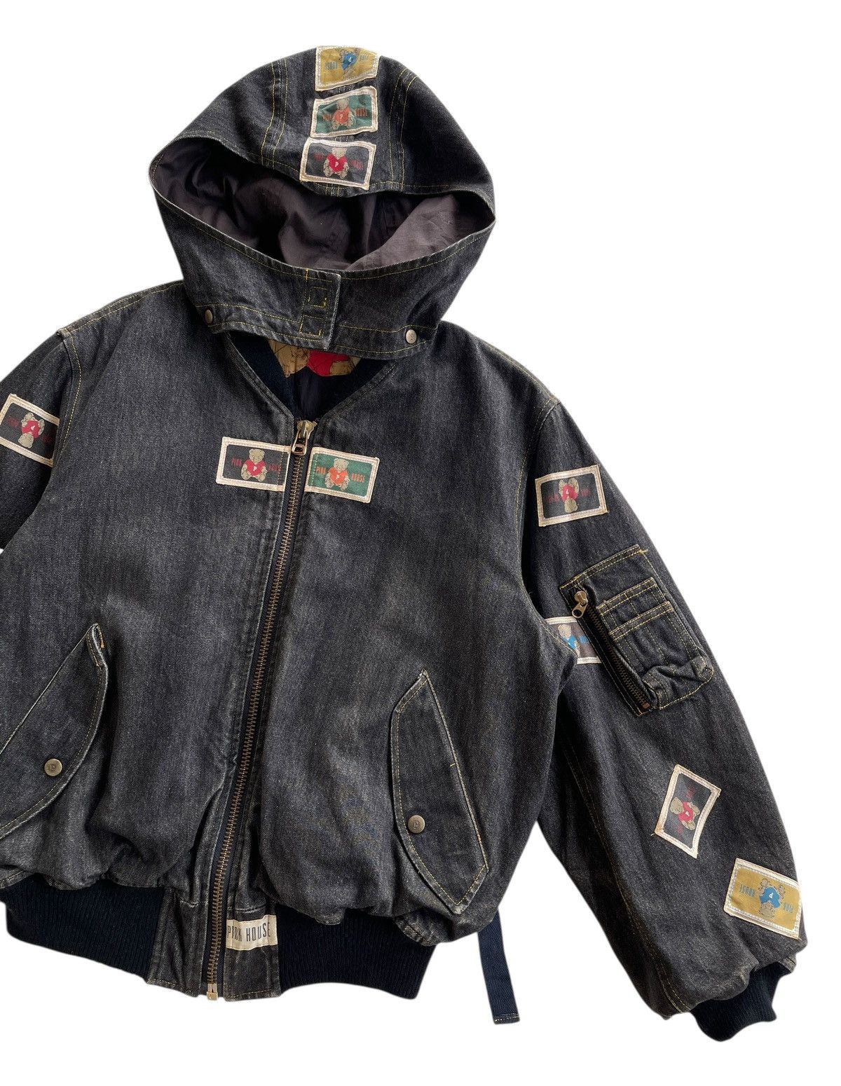 Pink House Parachute Denim Bomber Jacket Size US L / EU 52-54 / 3 - 8 Thumbnail