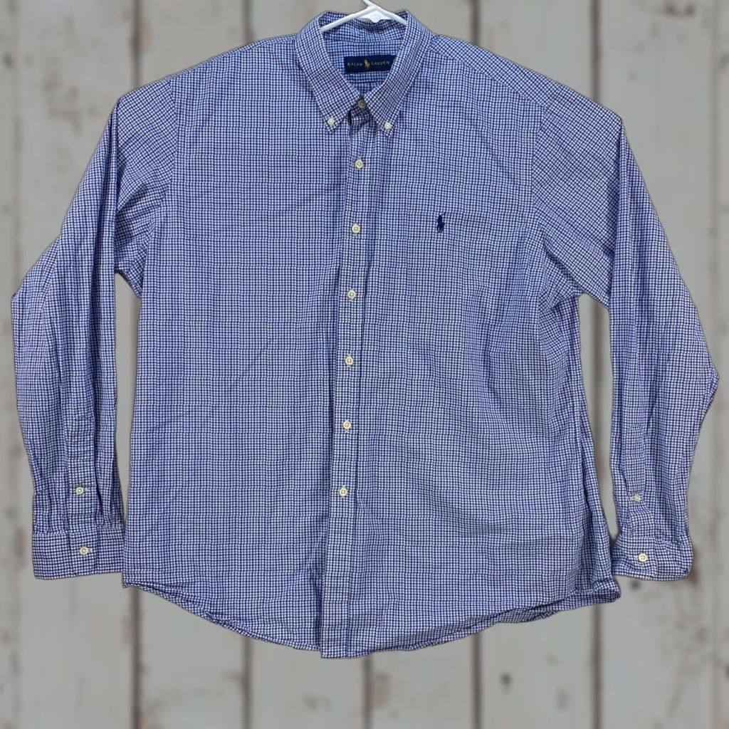 Ralph Lauren Ralph Lauren Shirt Button Up Long Sleeve Plaid Blue Mens XXL 100% Cotton Size US XXL / EU 58 / 5 - 1 Thumbnail