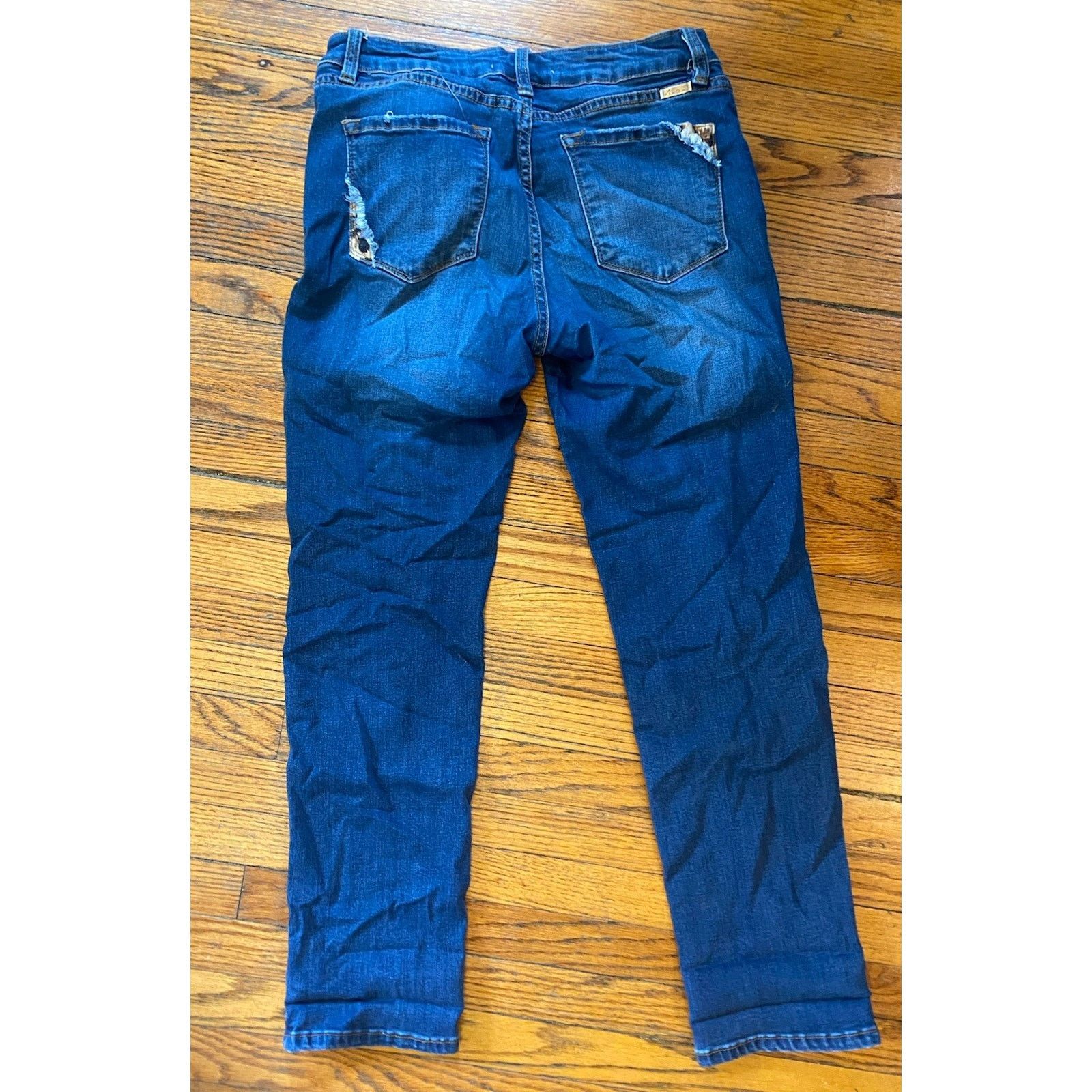 Kancan USA Kancan Mason Stretch Leopard Skinny Distressed Jeans 11/29 Size 29" - 5 Thumbnail